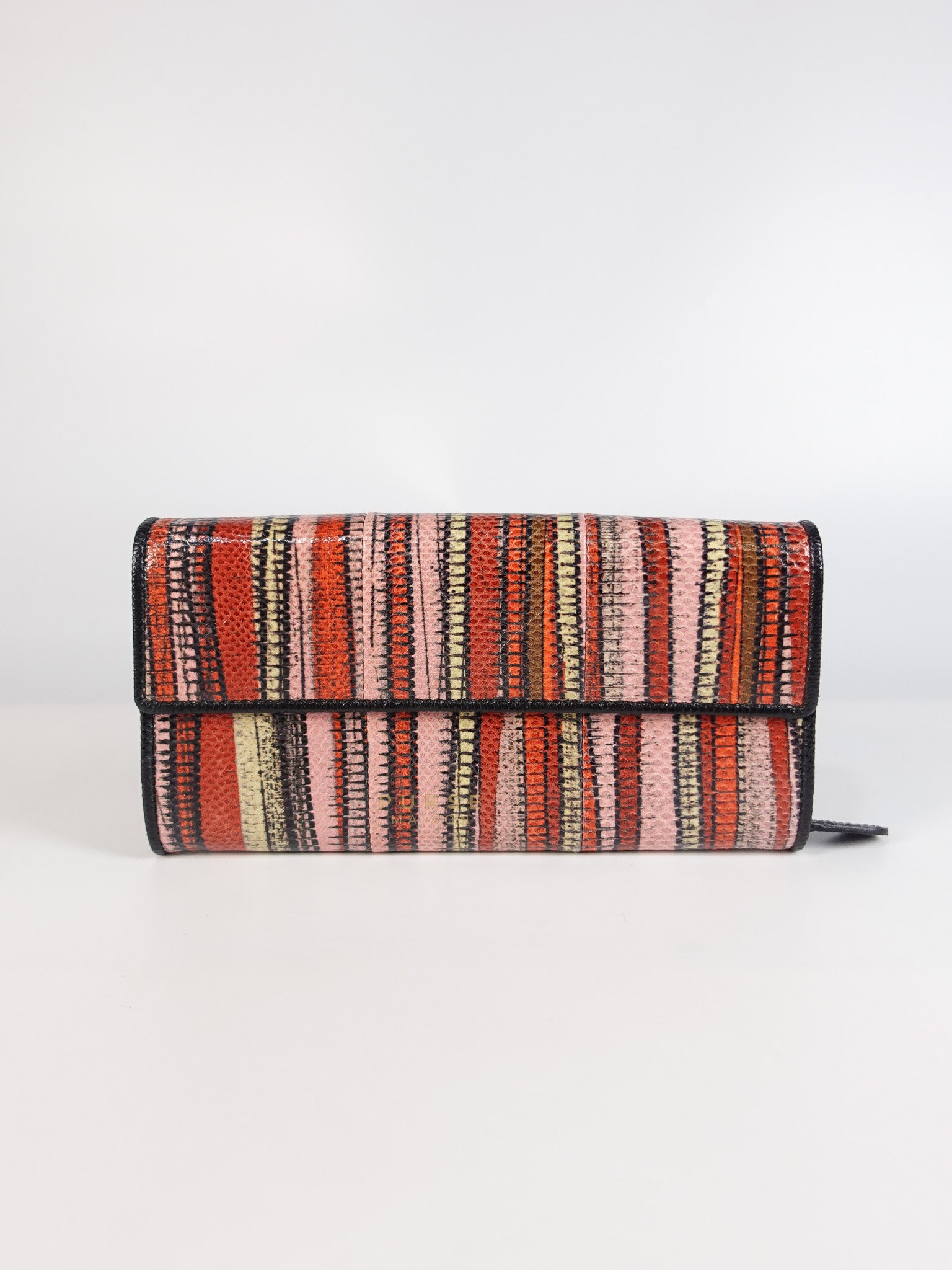 Red Multicolor Karung Flap Long Wallet | Purse Maison Luxury Bags Shop