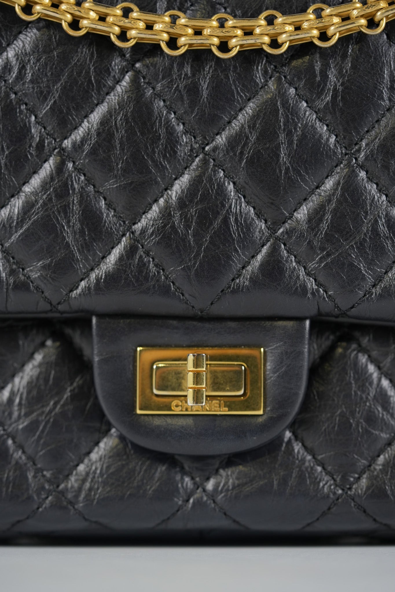 Reissue 2.55 Size 226 (Medium) in Black Quilted Calfskin Leather & Gold Hardware Series 21 | Purse Maison Luxury Bags Shop