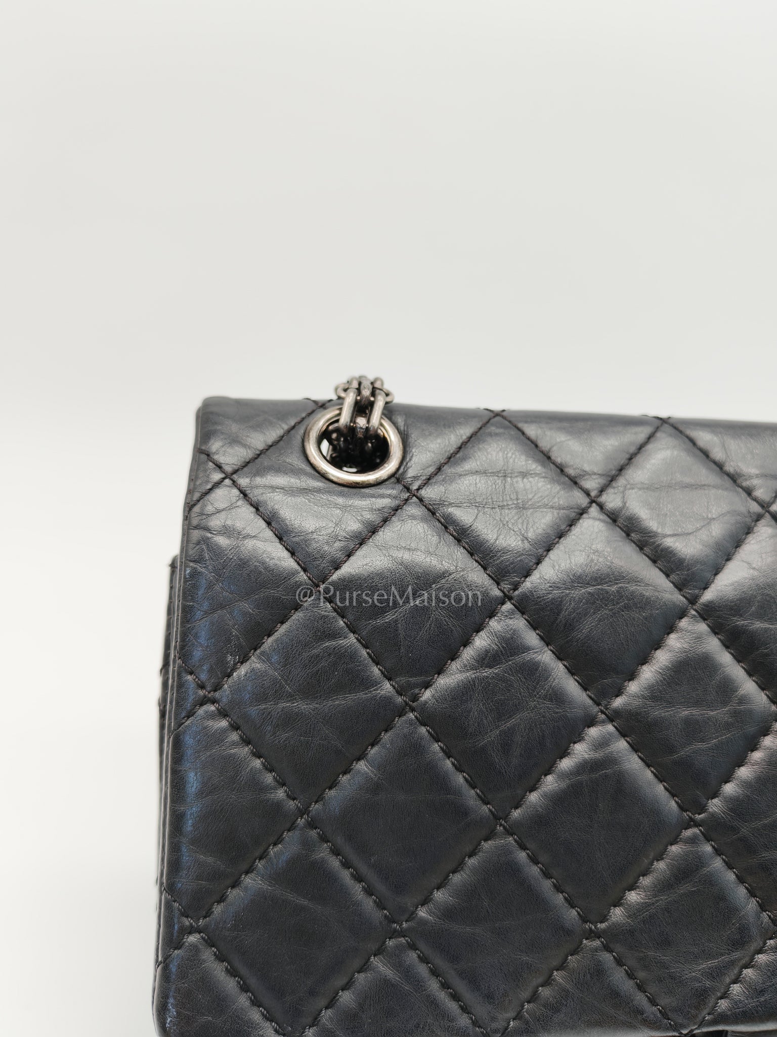 Reissue 2.55 Medium Distressed Calfskin Leather in Ruthenium Hardware Series 15 | Purse Maison Luxury Bags Shop