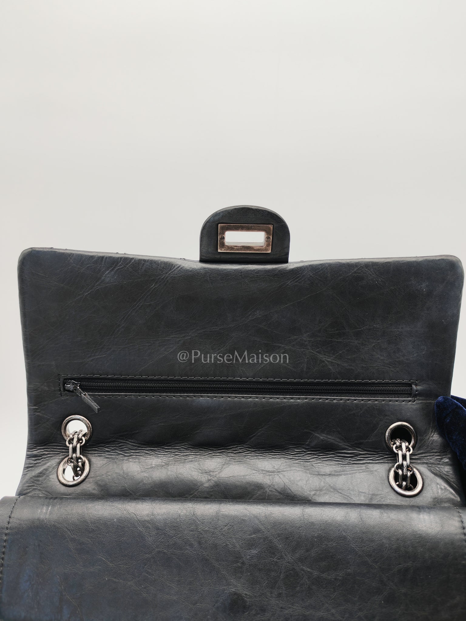 Reissue 2.55 Medium Distressed Calfskin Leather in Ruthenium Hardware Series 15 | Purse Maison Luxury Bags Shop