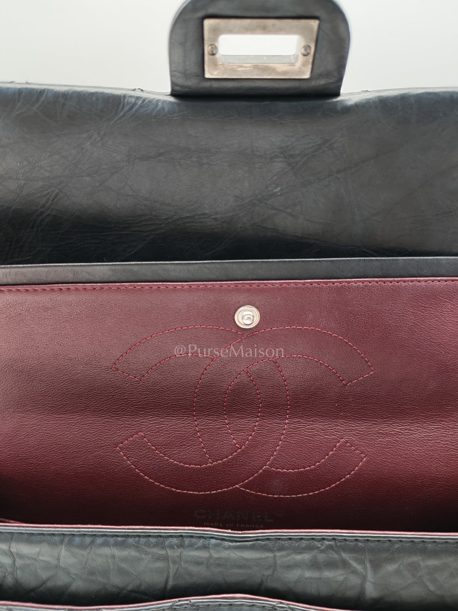 Reissue 2.55 Medium Distressed Calfskin Leather in Ruthenium Hardware Series 15 | Purse Maison Luxury Bags Shop