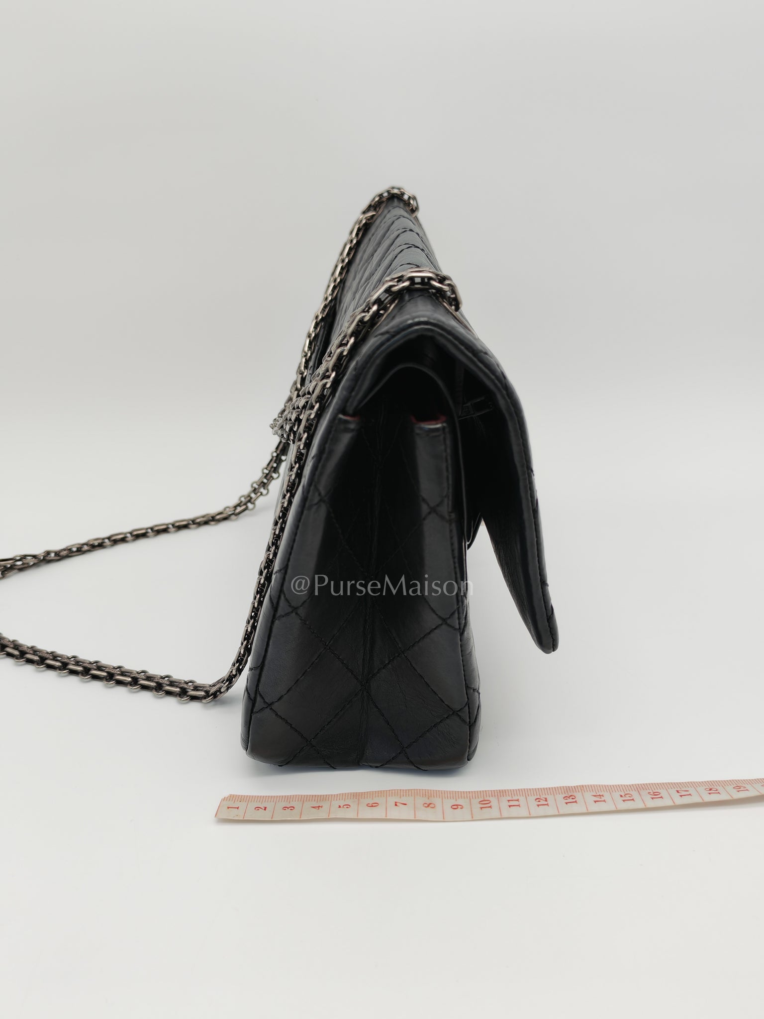 Reissue 2.55 Medium Distressed Calfskin Leather in Ruthenium Hardware Series 15 | Purse Maison Luxury Bags Shop