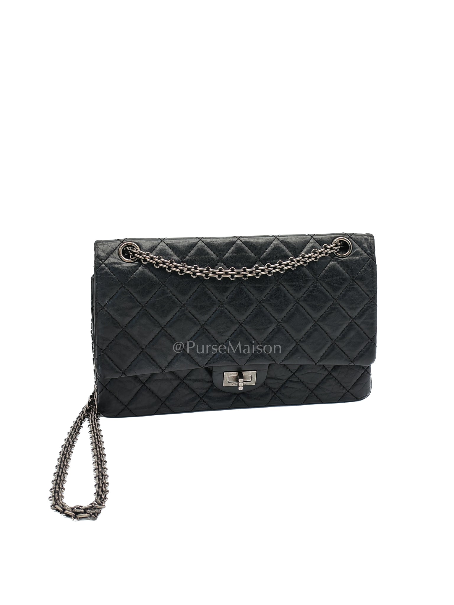 Reissue 2.55 Medium Distressed Calfskin Leather in Ruthenium Hardware Series 15 | Purse Maison Luxury Bags Shop