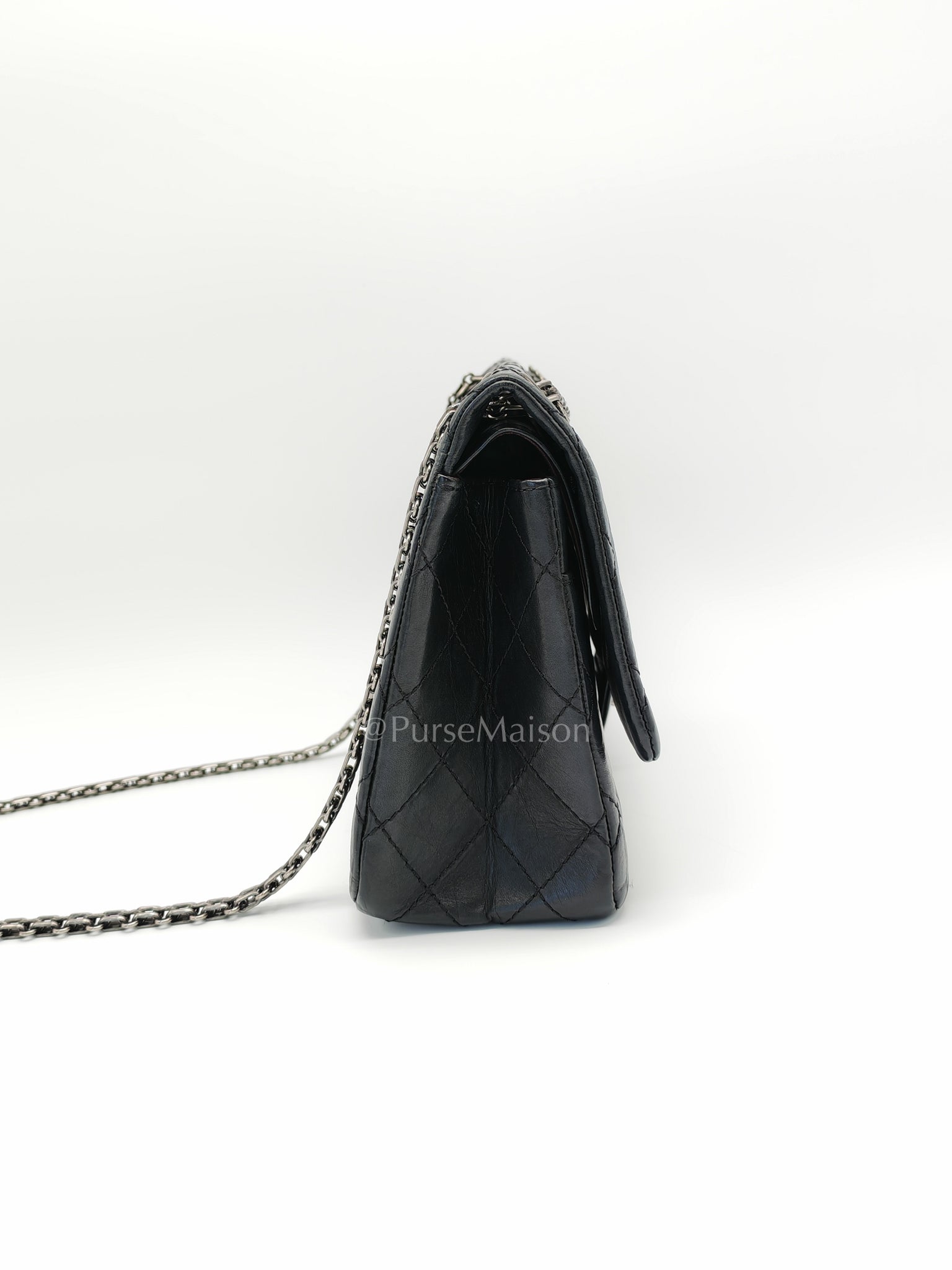 Reissue 2.55 Medium Distressed Calfskin Leather in Ruthenium Hardware Series 15 | Purse Maison Luxury Bags Shop