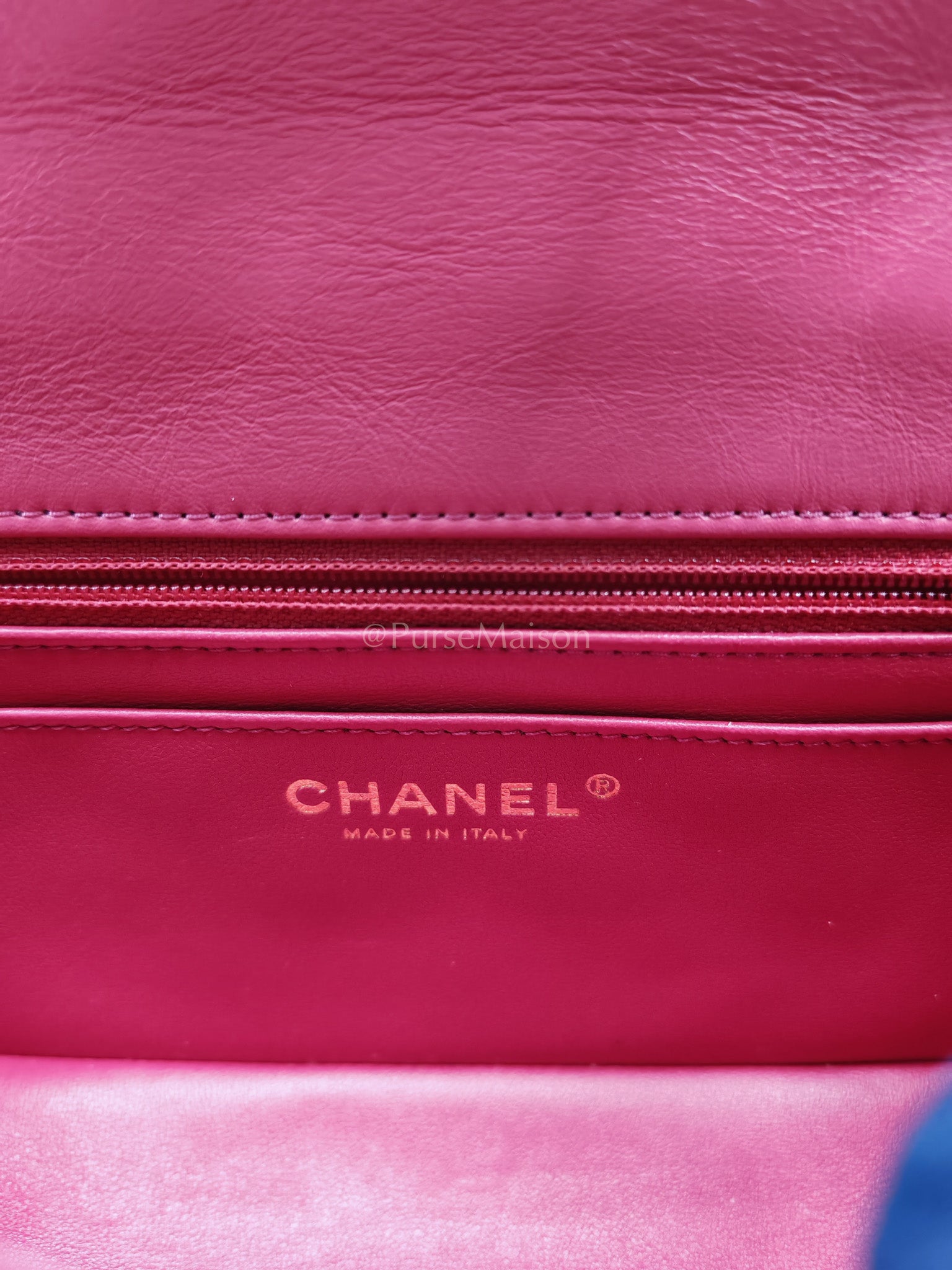 Reissue 2.55 Single Flap Mini Pink Calfskin Distressed Leather in Aged Gold Hardware(Microchip) | Purse Maison Luxury Bags Shop