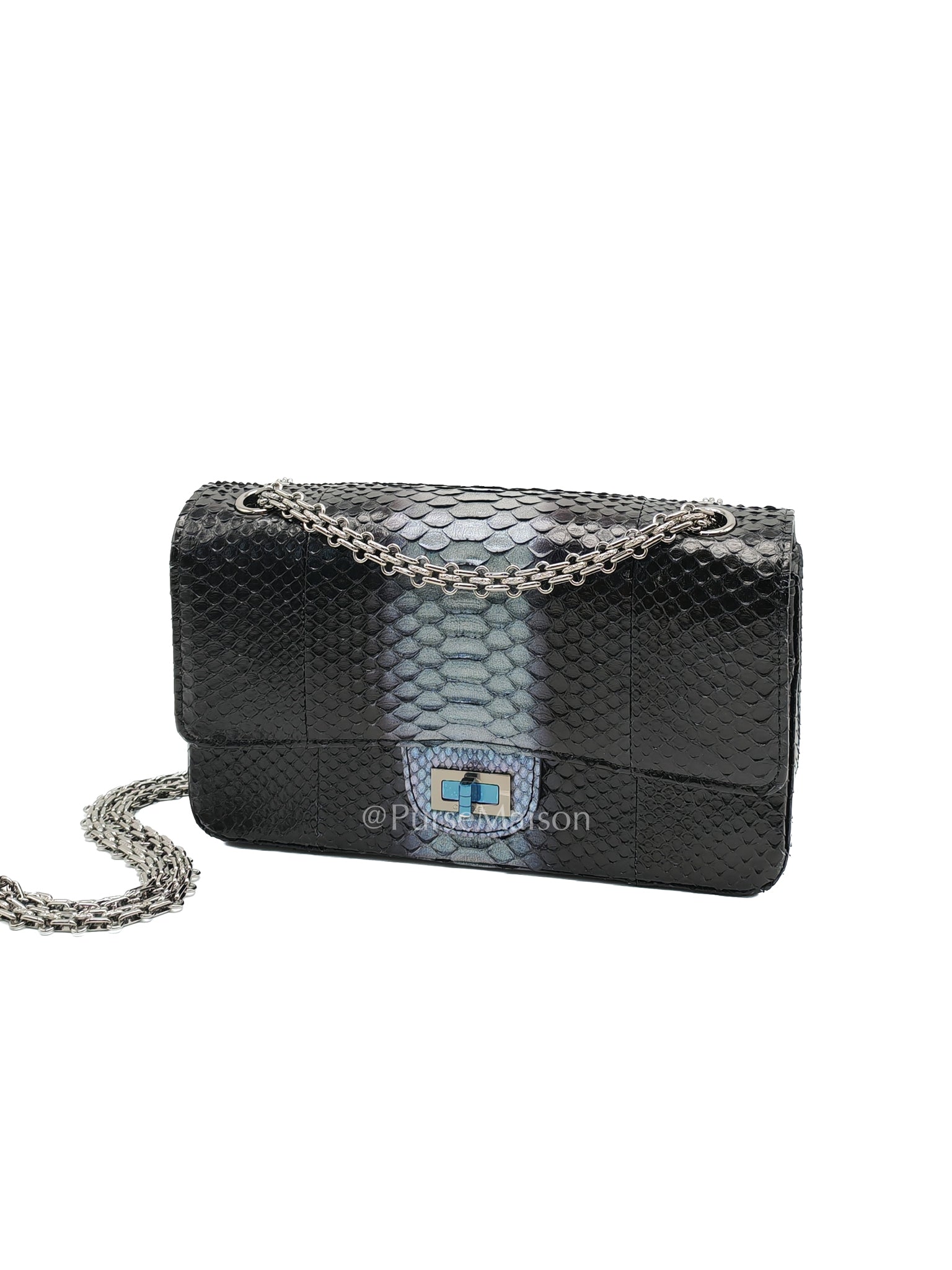 Reissue 2.55 Size 225 Exotic Python Black & Gray Series in Silver Hardware Series 27 | Purse Maison Luxury Bags Shop