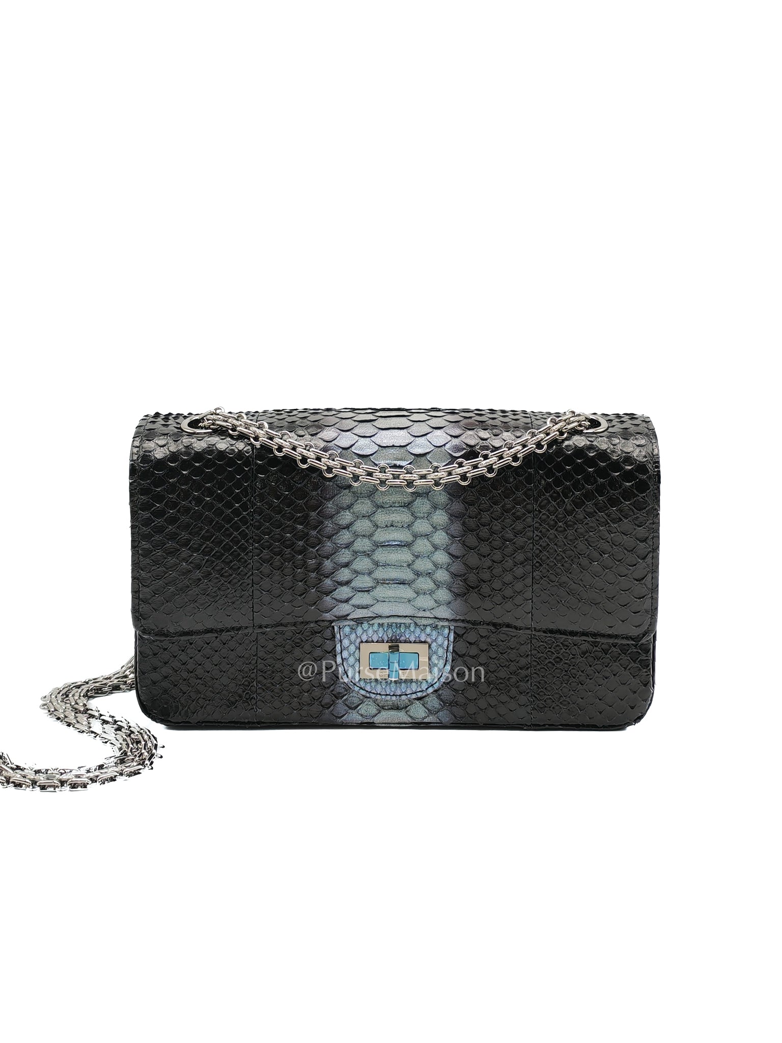 Reissue 2.55 Size 225 Exotic Python Black & Gray Series in Silver Hardware Series 27 | Purse Maison Luxury Bags Shop
