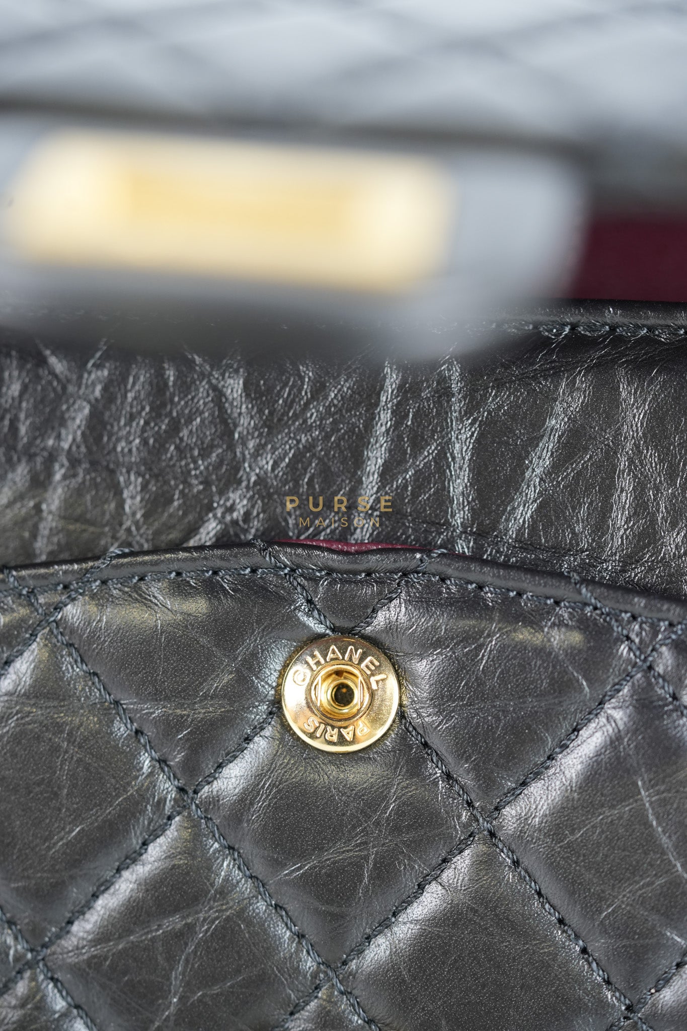 Reissue 2.55 Size 225 Small Black in Calfskin Distressed Leather (Microchip) | Purse Maison Luxury Bags Shop
