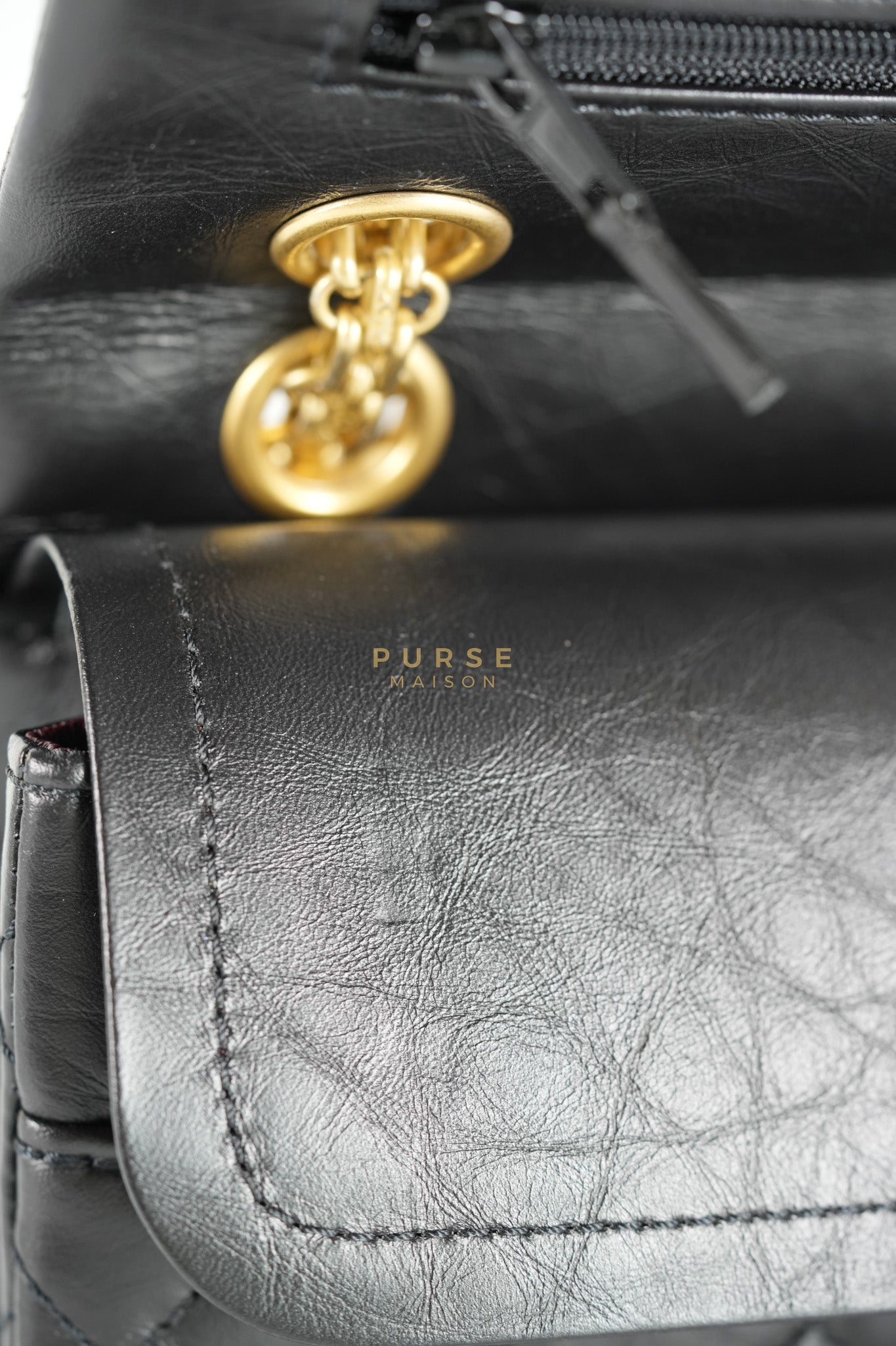 Reissue 2.55 Size 225 Small Black in Calfskin Distressed Leather (Microchip) | Purse Maison Luxury Bags Shop