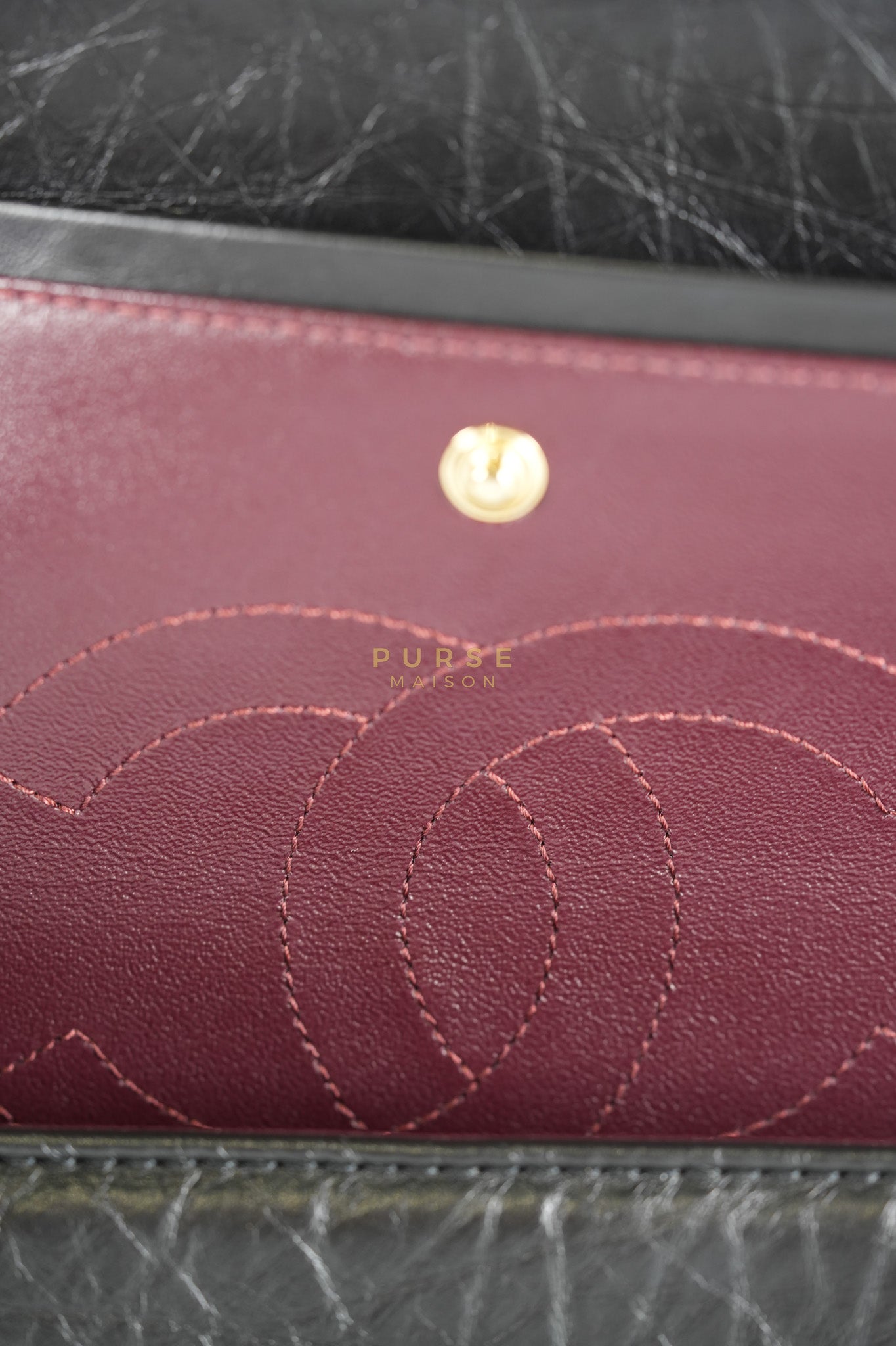 Reissue 2.55 Size 225 Small Black in Calfskin Distressed Leather (Microchip) | Purse Maison Luxury Bags Shop