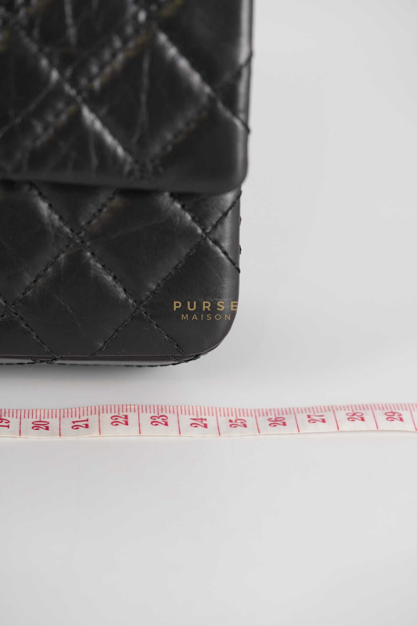 Reissue 2.55 Size 225 Small Black in Calfskin Distressed Leather (Microchip) | Purse Maison Luxury Bags Shop