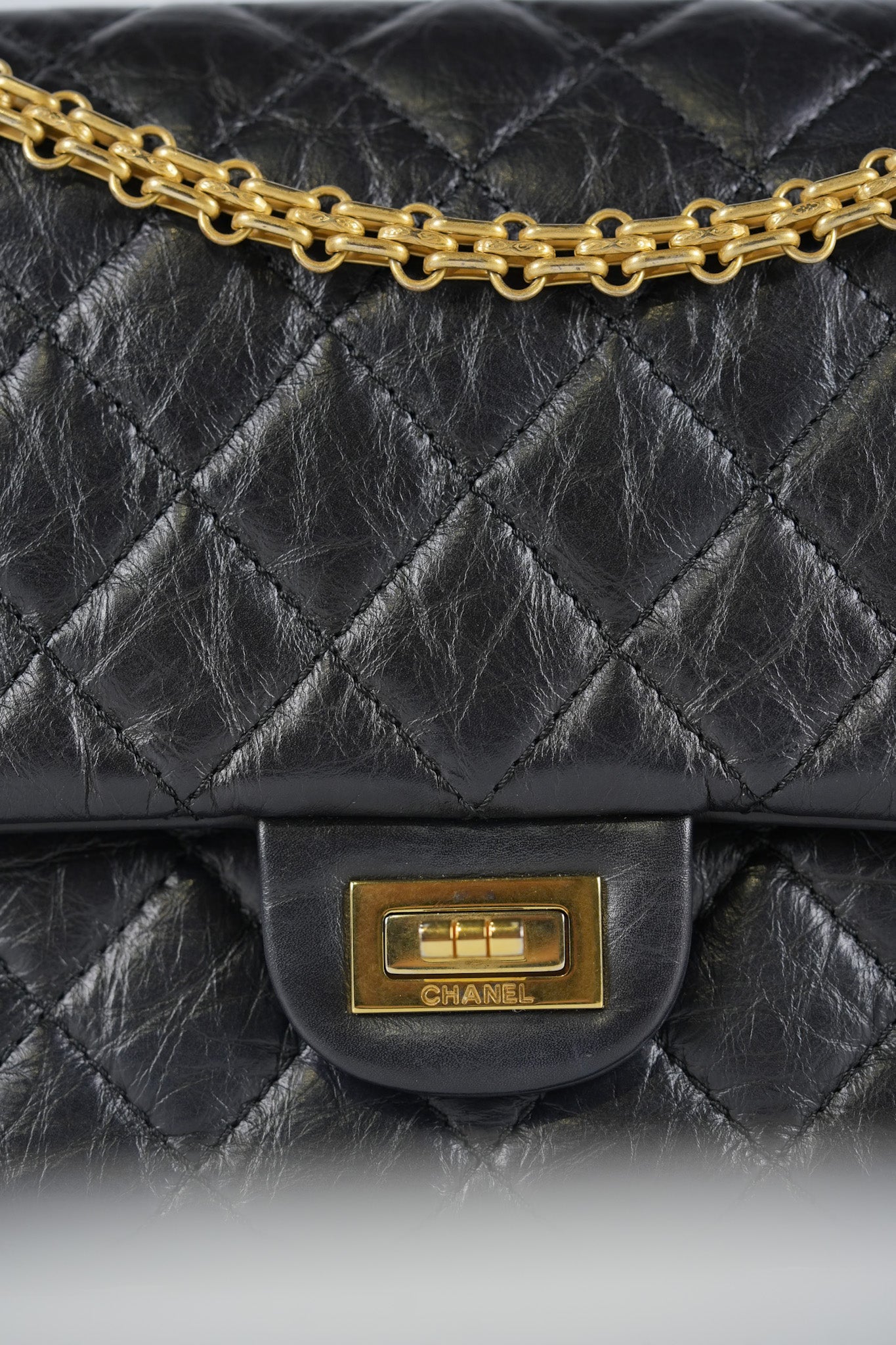 Reissue 2.55 Size 226 (Medium) in Black Quilted Calfskin Leather & Gold Hardware Series 21 | Purse Maison Luxury Bags Shop