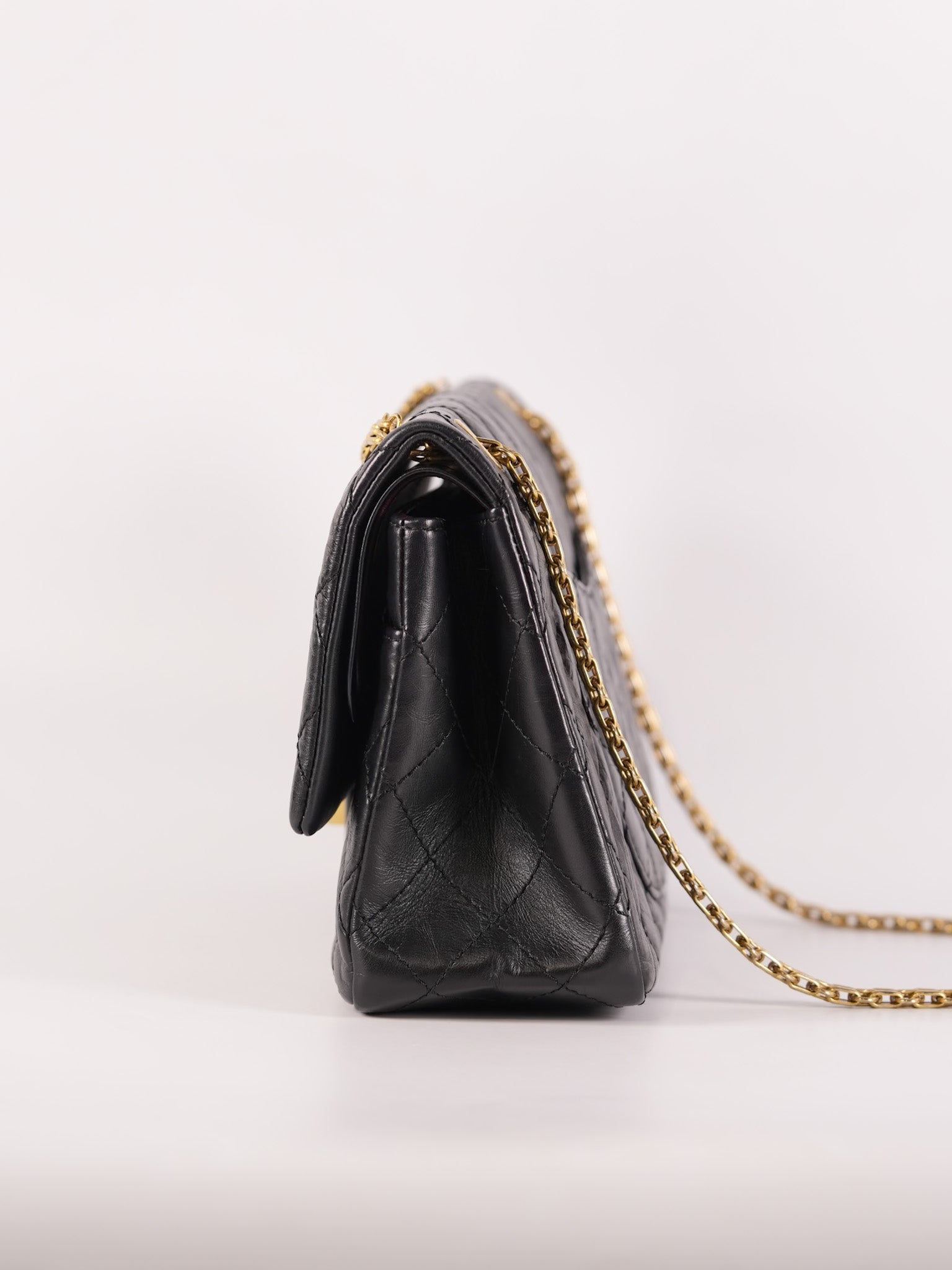 Reissue 2.55 Size 226 (Medium) in Black Quilted Calfskin Leather & Gold Hardware Series 21 | Purse Maison Luxury Bags Shop