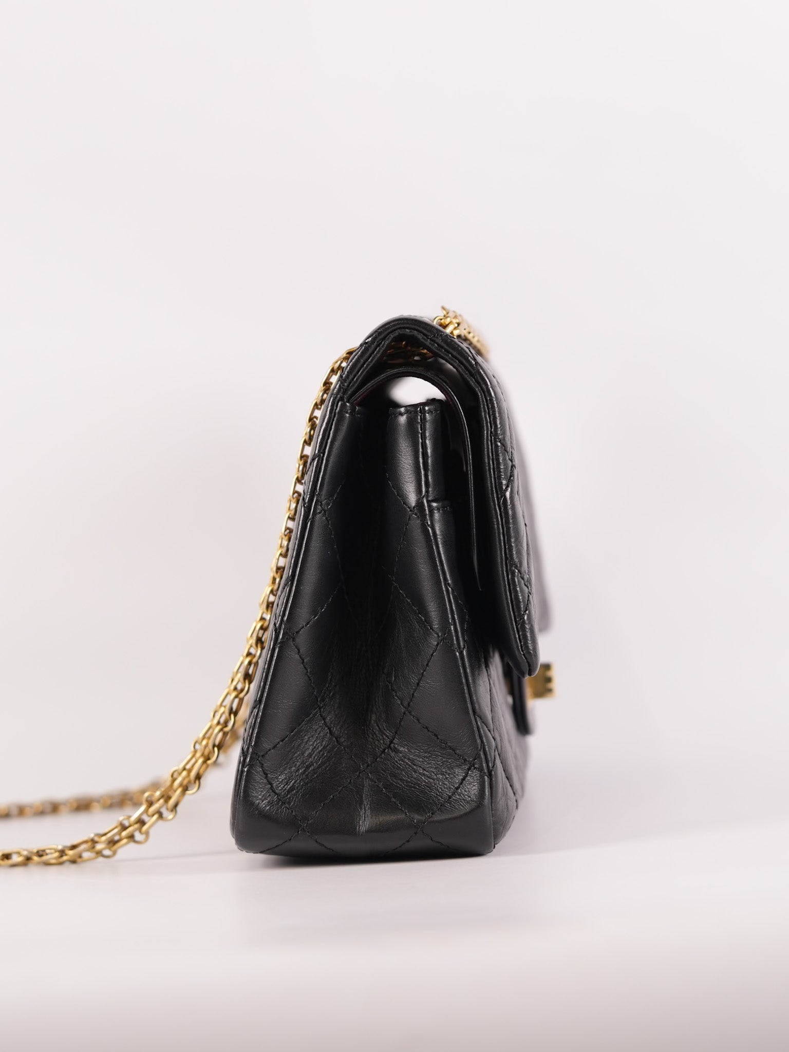 Reissue 2.55 Size 226 (Medium) in Black Quilted Calfskin Leather & Gold Hardware Series 21 | Purse Maison Luxury Bags Shop