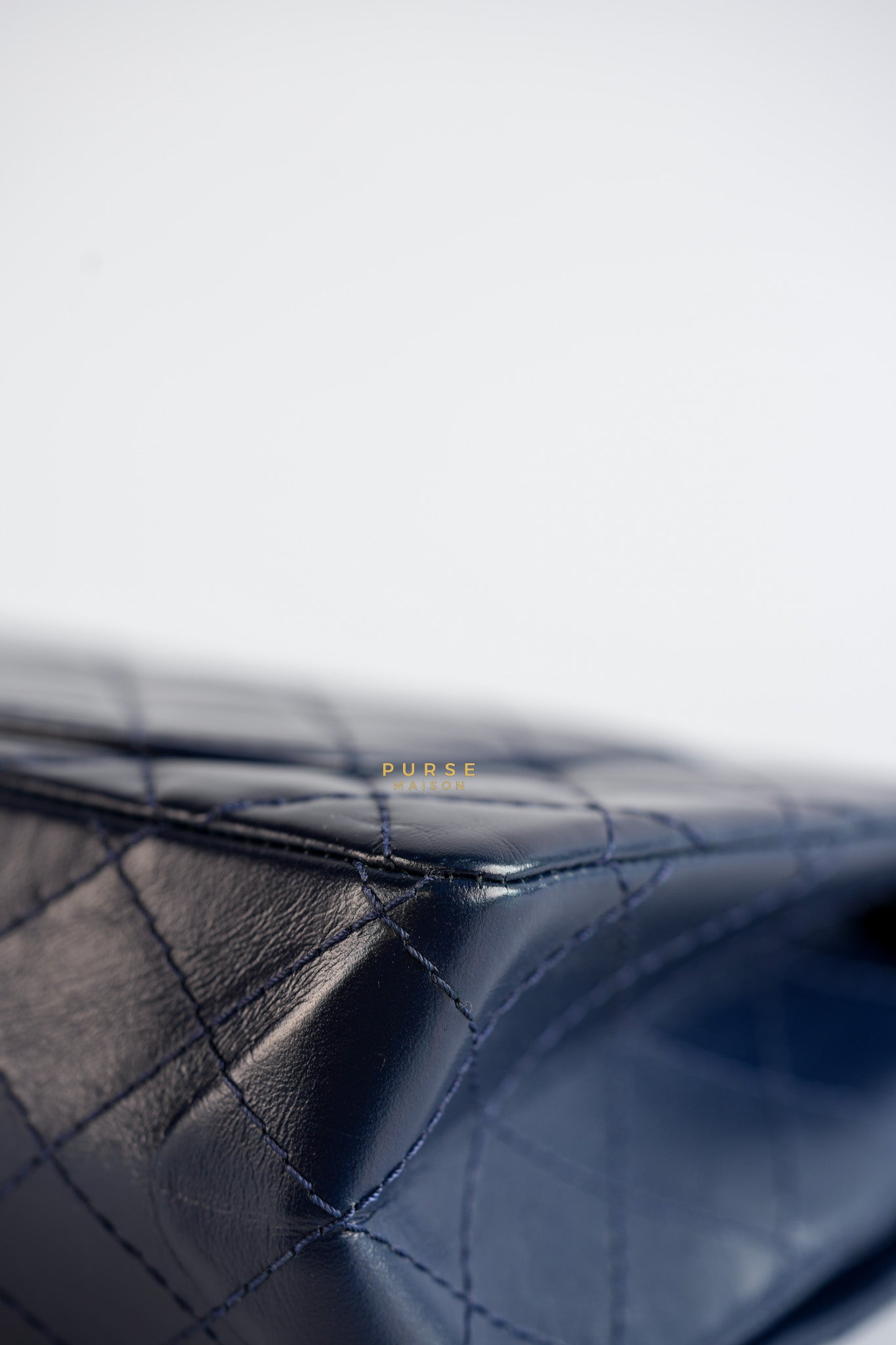 Reissue 2.55 Navy Blue Distressed Calfskin Leather Series 24 | Purse Maison Luxury Bags Shop