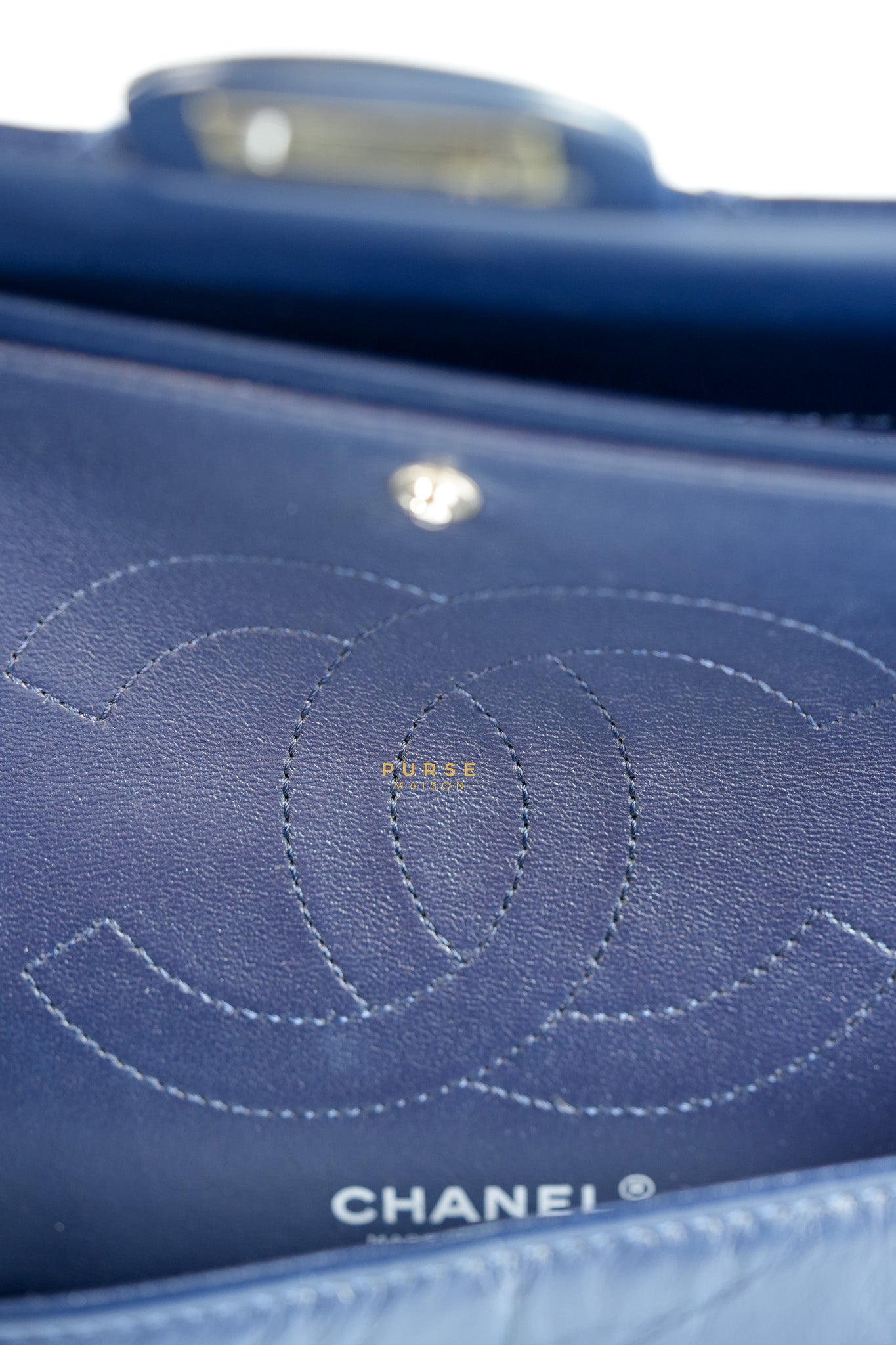 Reissue 2.55 Navy Blue Distressed Calfskin Leather Series 24 | Purse Maison Luxury Bags Shop