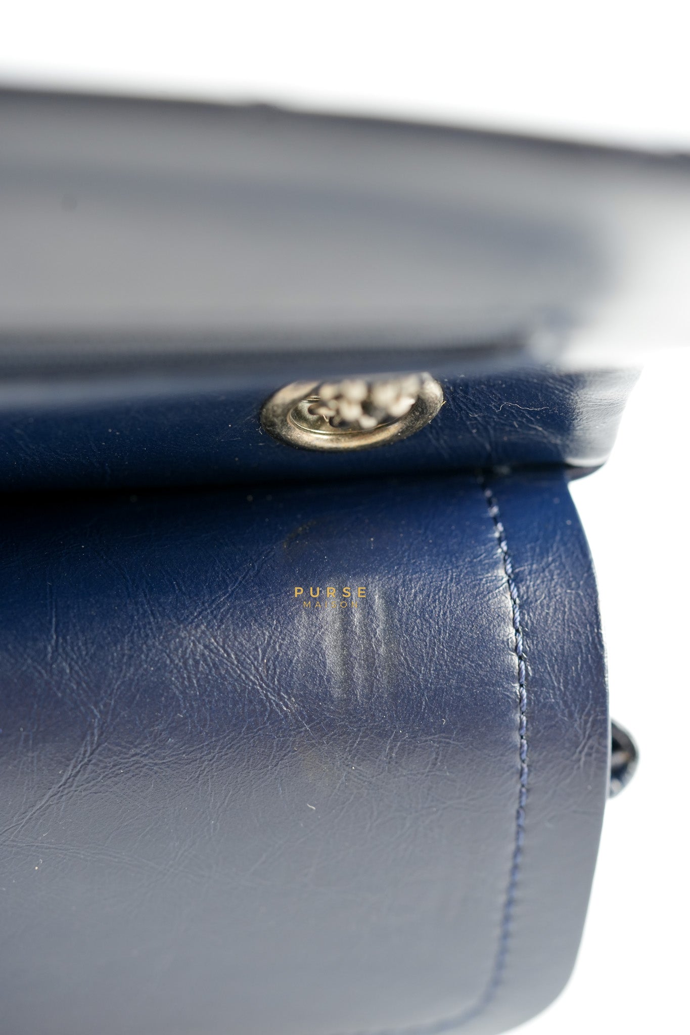 Reissue 2.55 Navy Blue Distressed Calfskin Leather Series 24 | Purse Maison Luxury Bags Shop