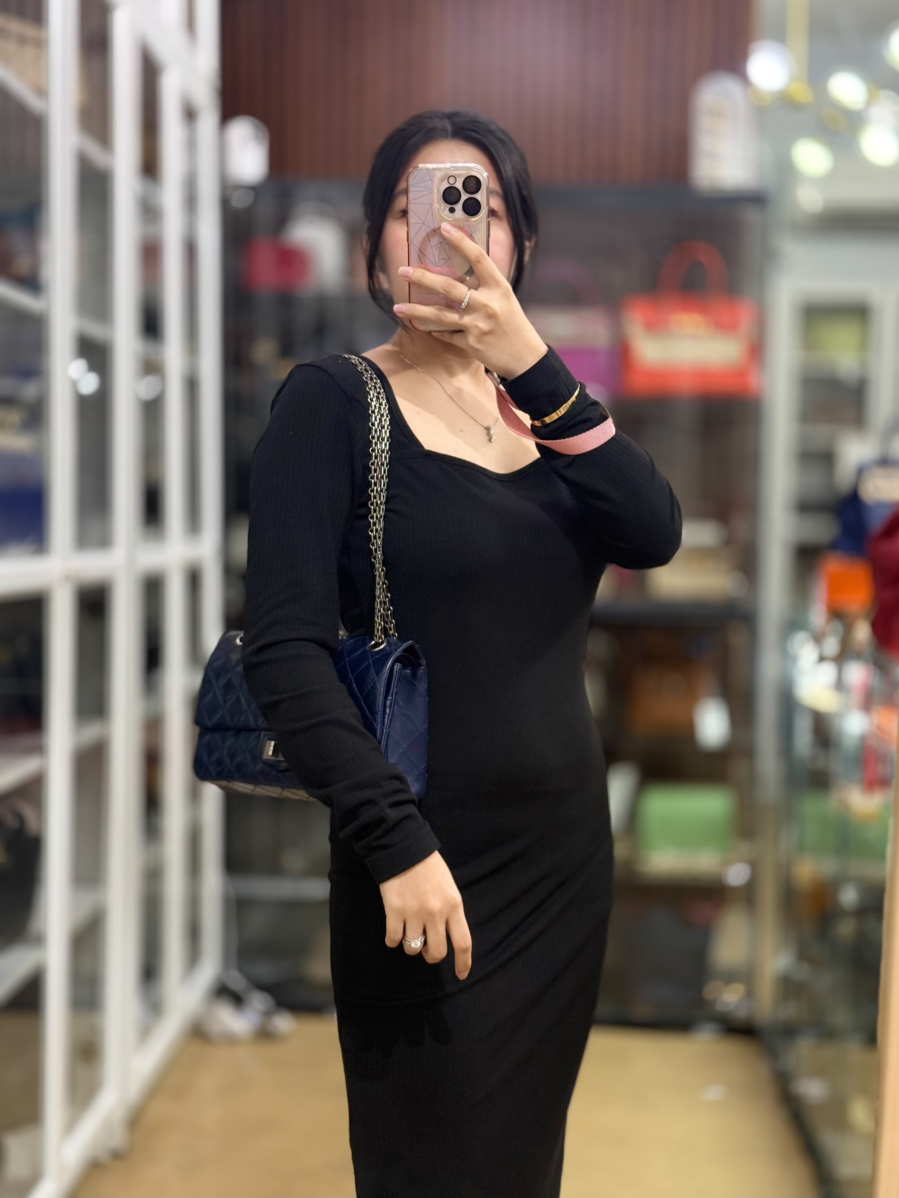 Reissue 2.55 Small Navy Blue Distressed Calfskin Leather Series 24 | Purse Maison Luxury Bags Shop