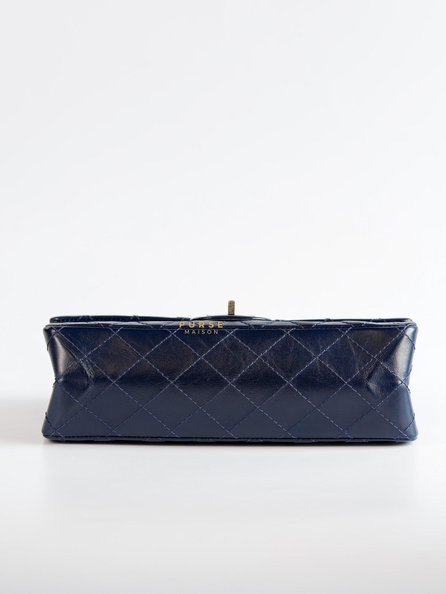 Reissue 2.55 Navy Blue Distressed Calfskin Leather Series 24 | Purse Maison Luxury Bags Shop