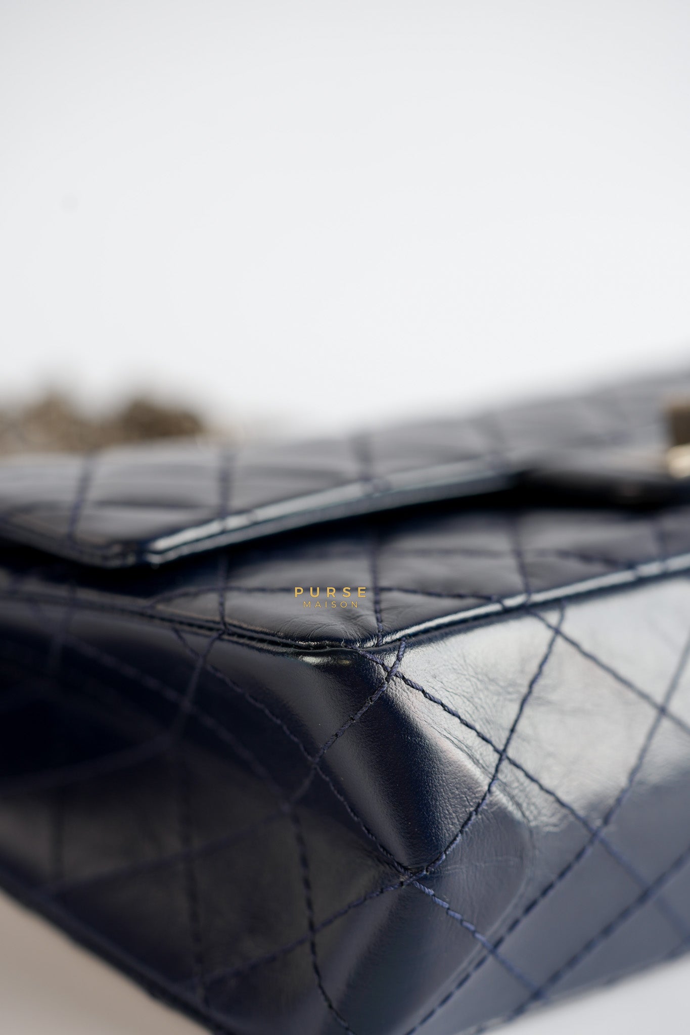 Reissue 2.55 Navy Blue Distressed Calfskin Leather Series 24 | Purse Maison Luxury Bags Shop