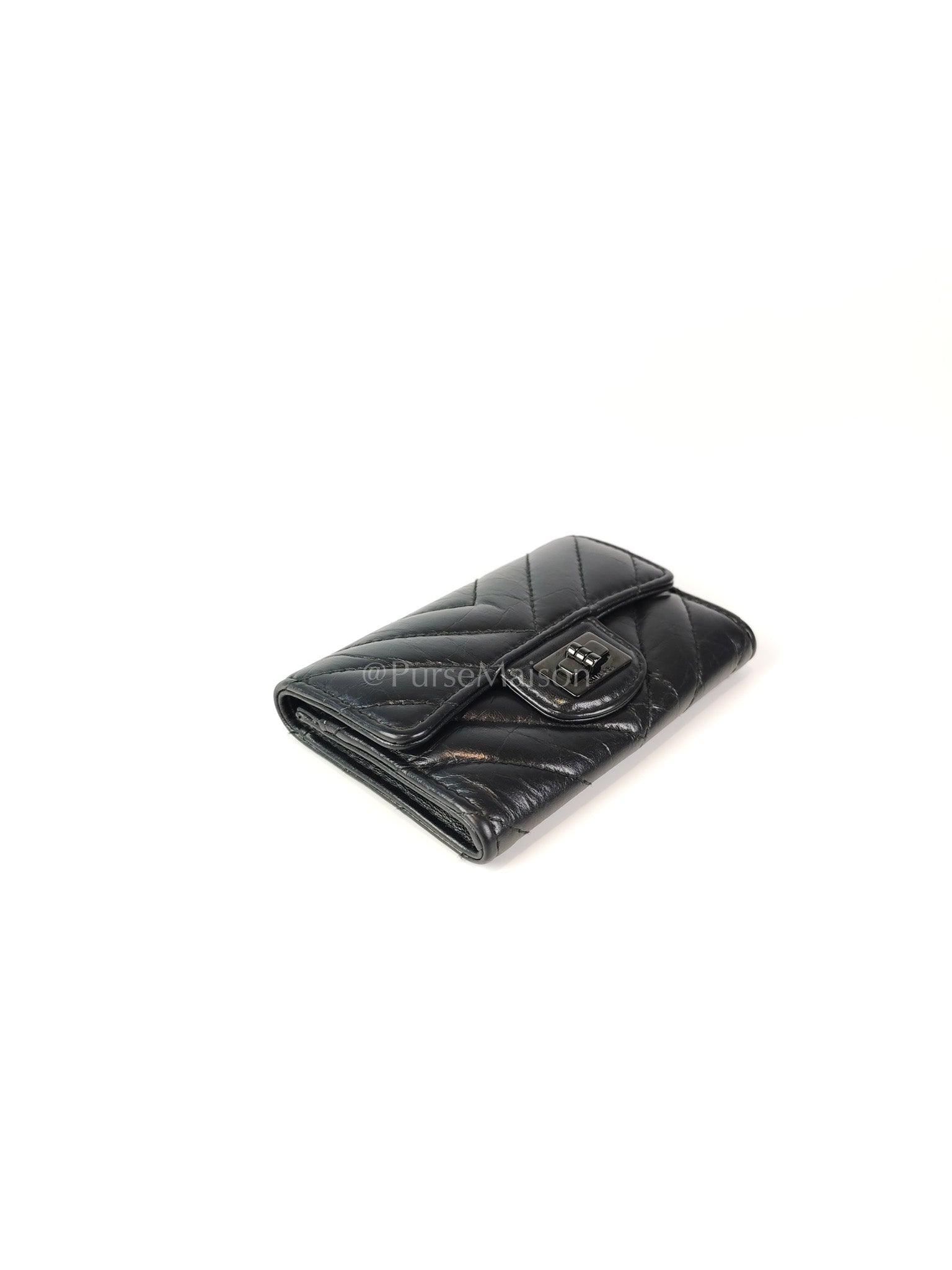 Reissue Flap Card Holder So Black in Distressed Calfskin Leather Series 24 | Purse Maison Luxury Bags Shop