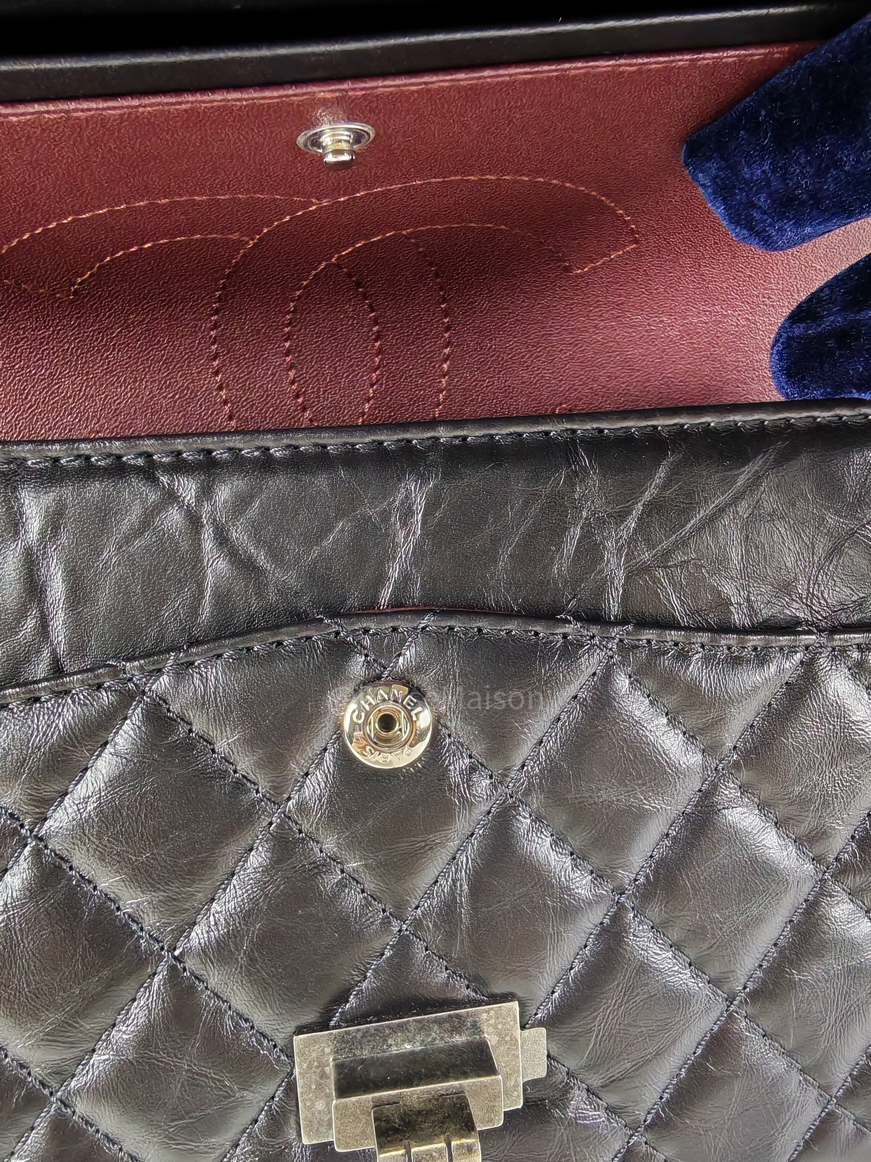 Reissue Small in Black Aged Calfskin Leather and Ruthenium Hardware (Microchip) | Purse Maison Luxury Bags Shop