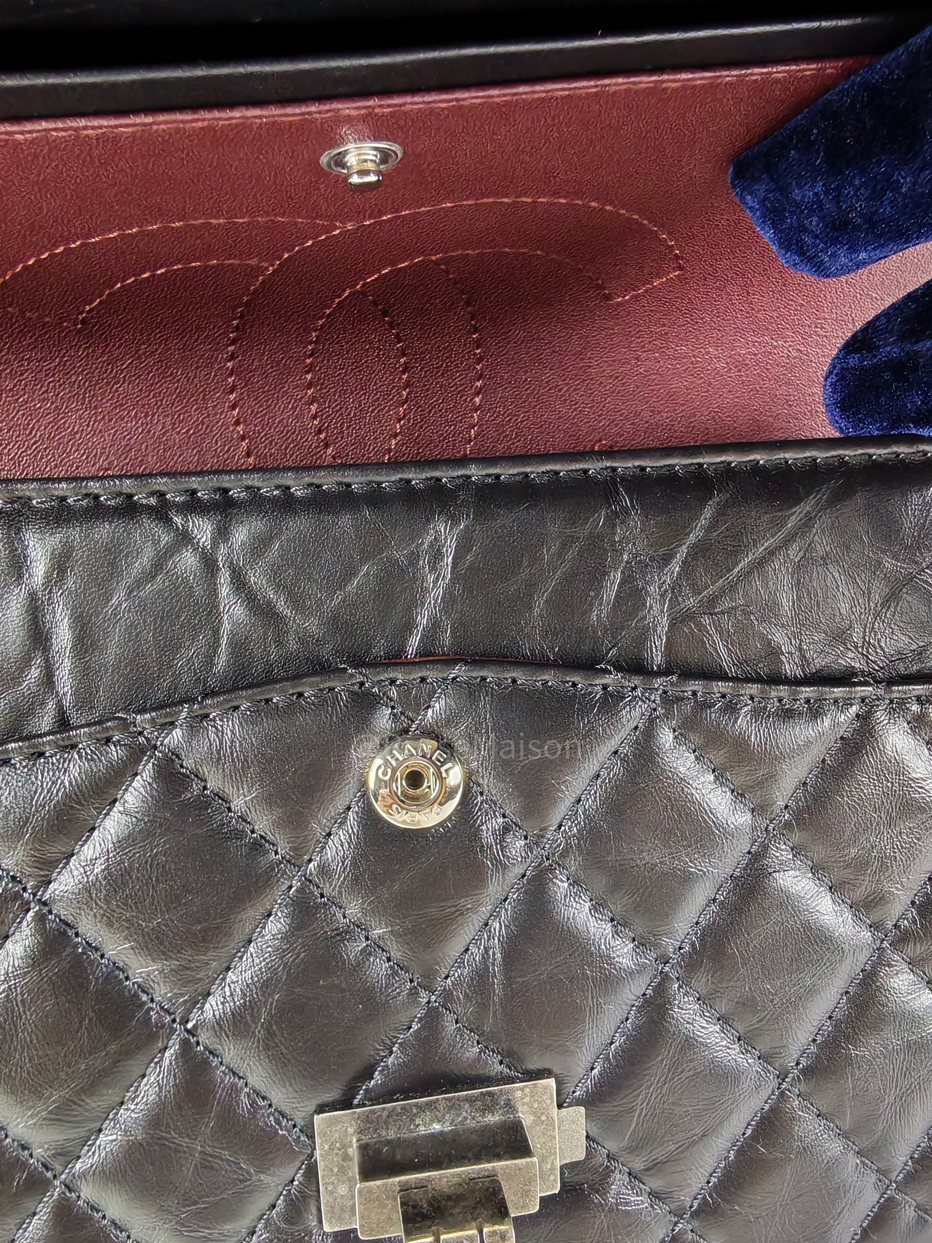 Reissue Small in Black Aged Calfskin Leather and Ruthenium Hardware (Microchip) | Purse Maison Luxury Bags Shop