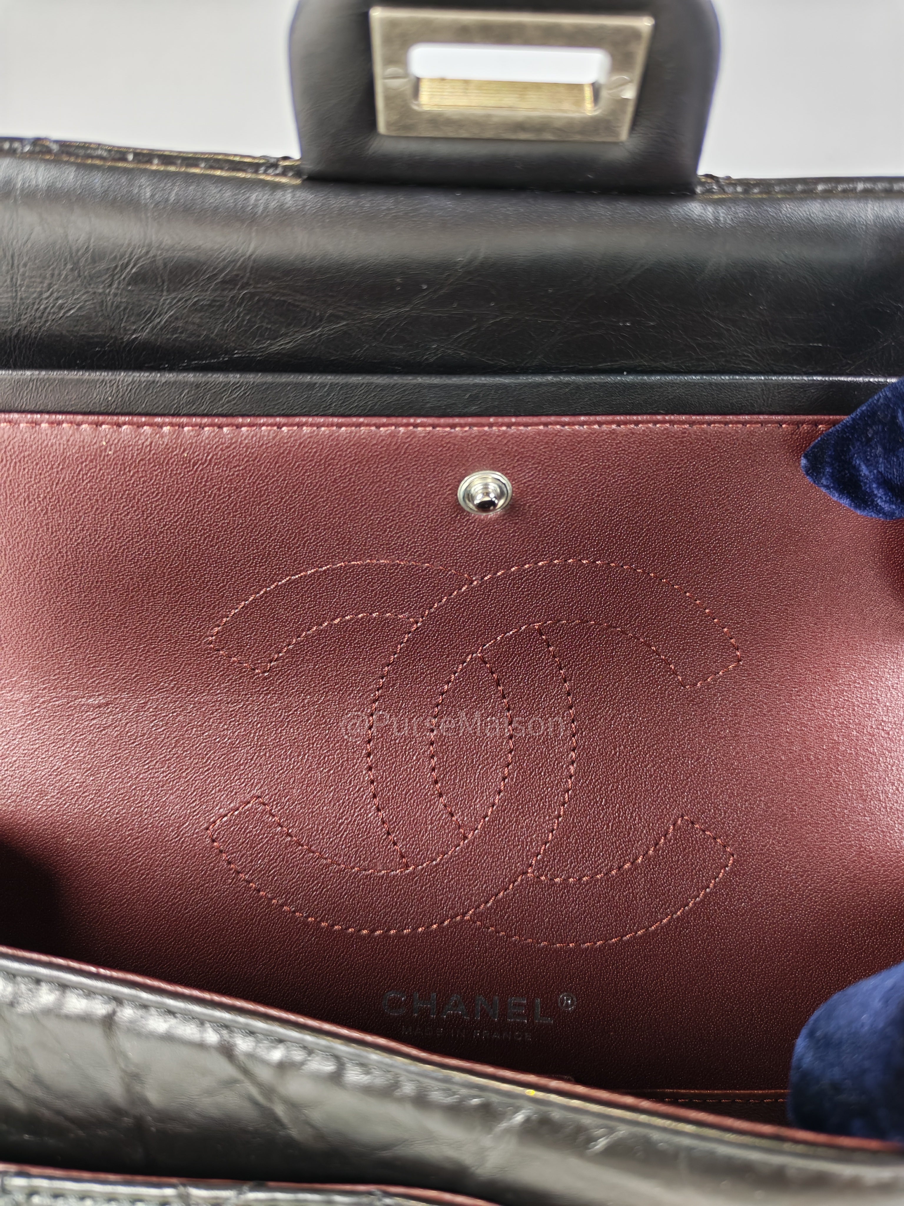 Reissue Small in Black Aged Calfskin Leather and Ruthenium Hardware (Microchip) | Purse Maison Luxury Bags Shop