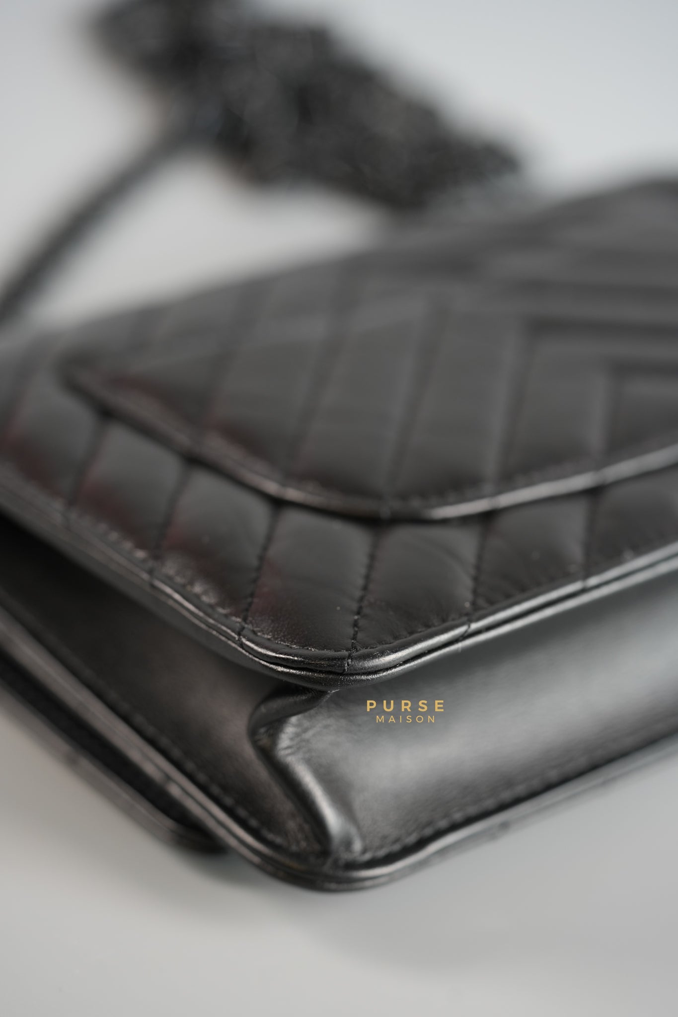 Reissue Wallet on Chain Chevron Calfskin Leather So Black Series 30 | Purse Maison Luxury Bags Shop