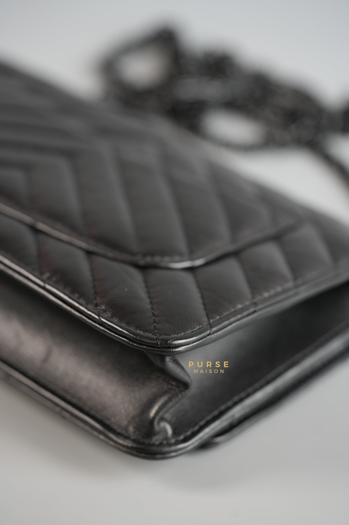 Reissue Wallet on Chain Chevron Calfskin Leather So Black Series 30 | Purse Maison Luxury Bags Shop