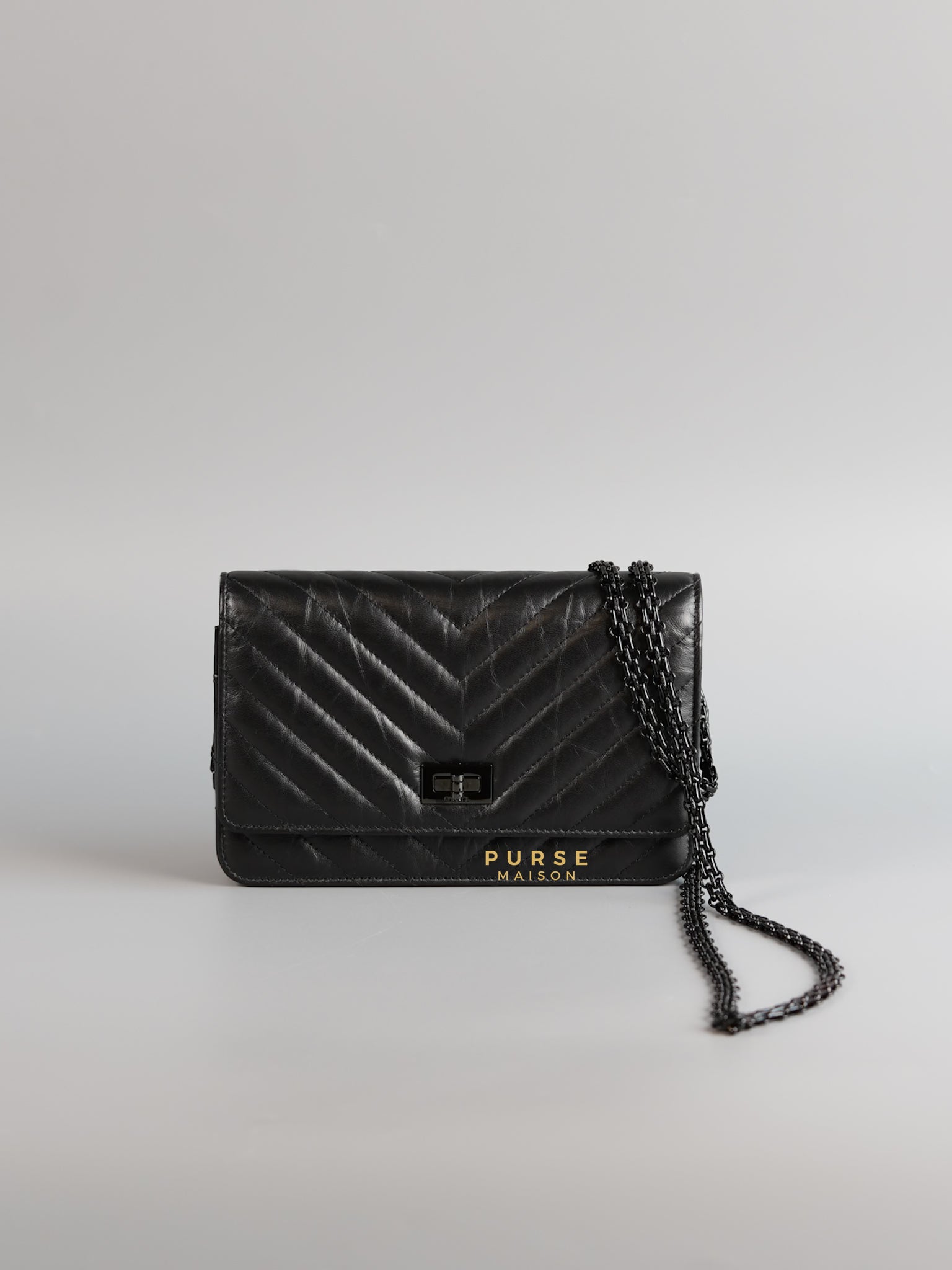 Reissue Wallet on Chain Chevron Calfskin Leather So Black Series 30 | Purse Maison Luxury Bags Shop