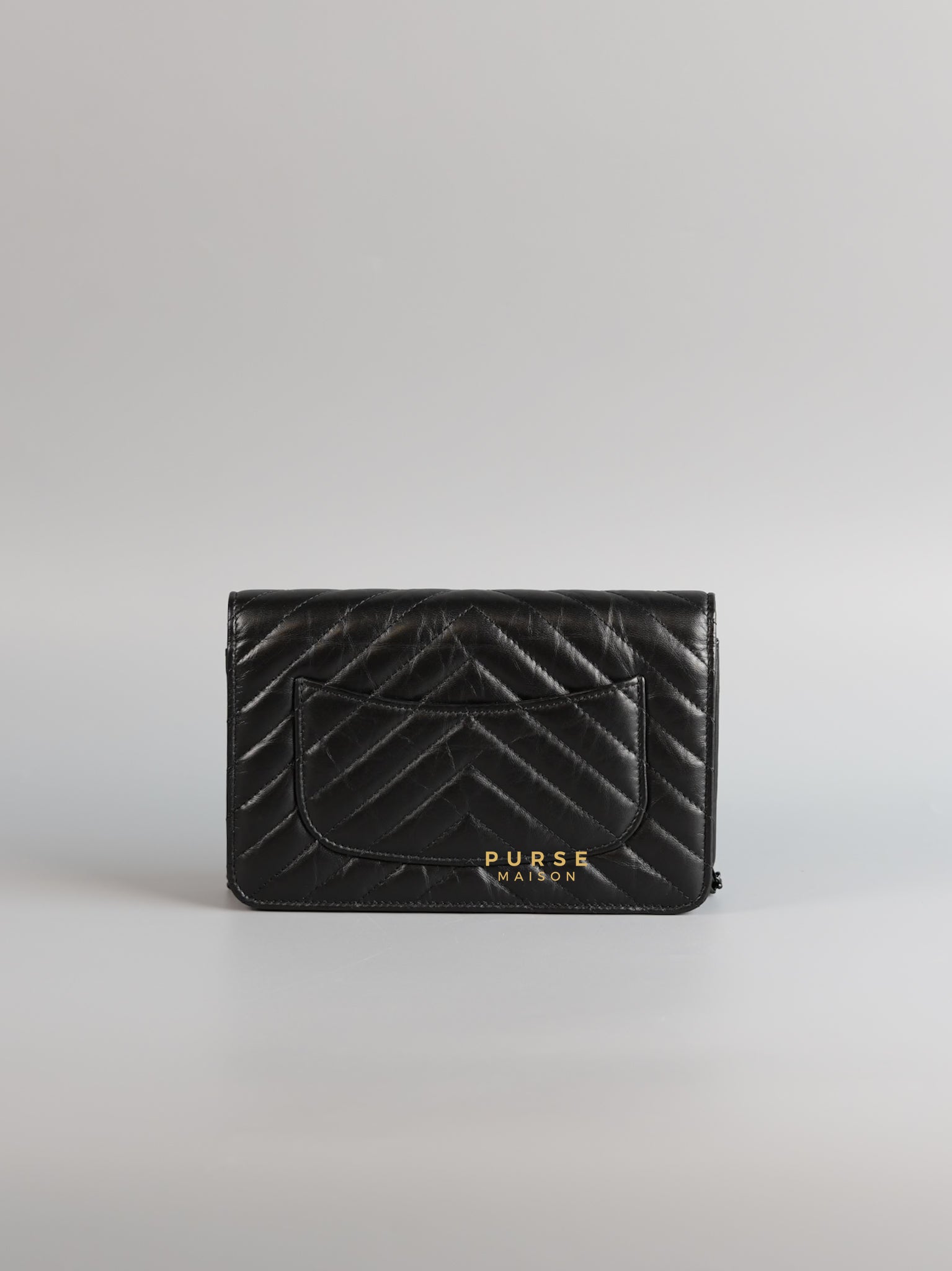 Reissue Wallet on Chain Chevron Calfskin Leather So Black Series 30 | Purse Maison Luxury Bags Shop