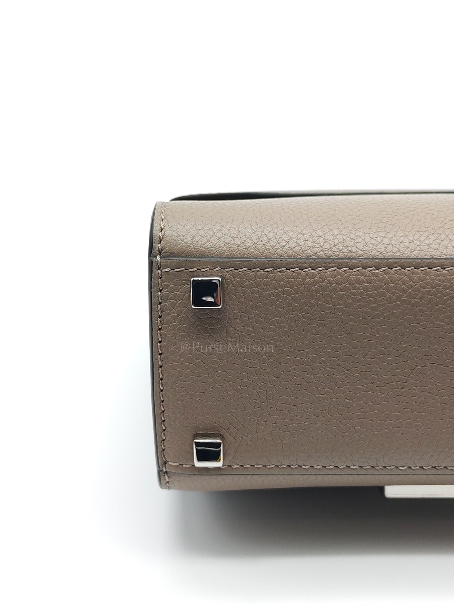 Rejane BB Hand Bag in Taupe Taurillon Calfskin Leather & Silver Hardware | Purse Maison Luxury Bags Shop