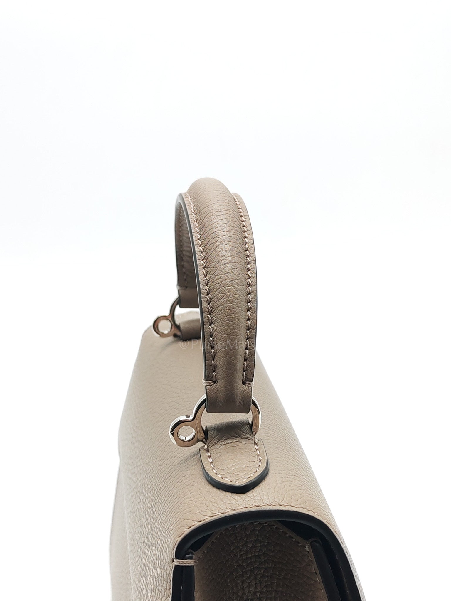 Rejane BB Hand Bag in Taupe Taurillon Calfskin Leather & Silver Hardware | Purse Maison Luxury Bags Shop