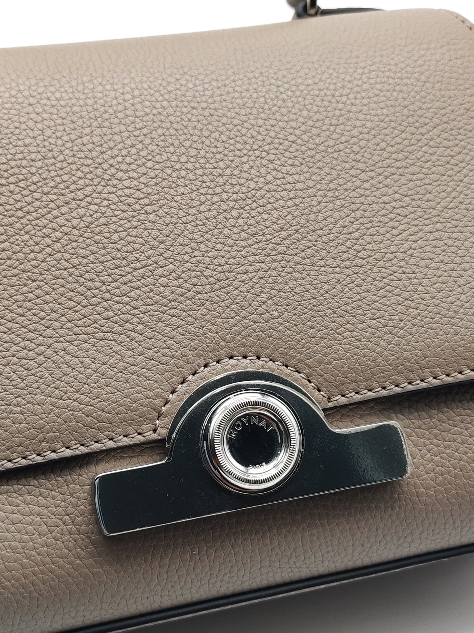 Rejane BB Hand Bag in Taupe Taurillon Calfskin Leather & Silver Hardware | Purse Maison Luxury Bags Shop