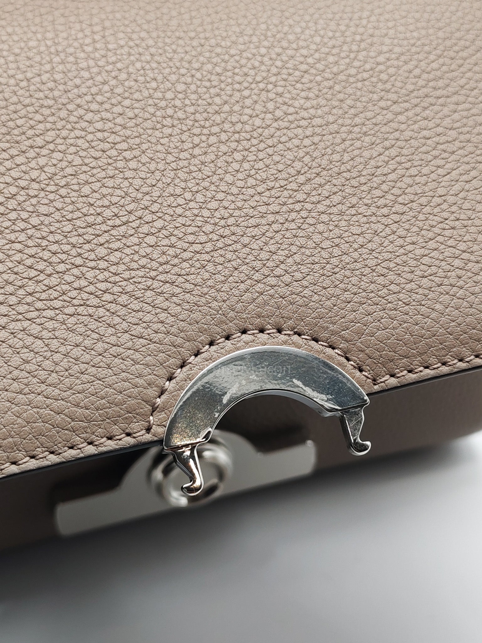 Rejane BB Hand Bag in Taupe Taurillon Calfskin Leather & Silver Hardware | Purse Maison Luxury Bags Shop