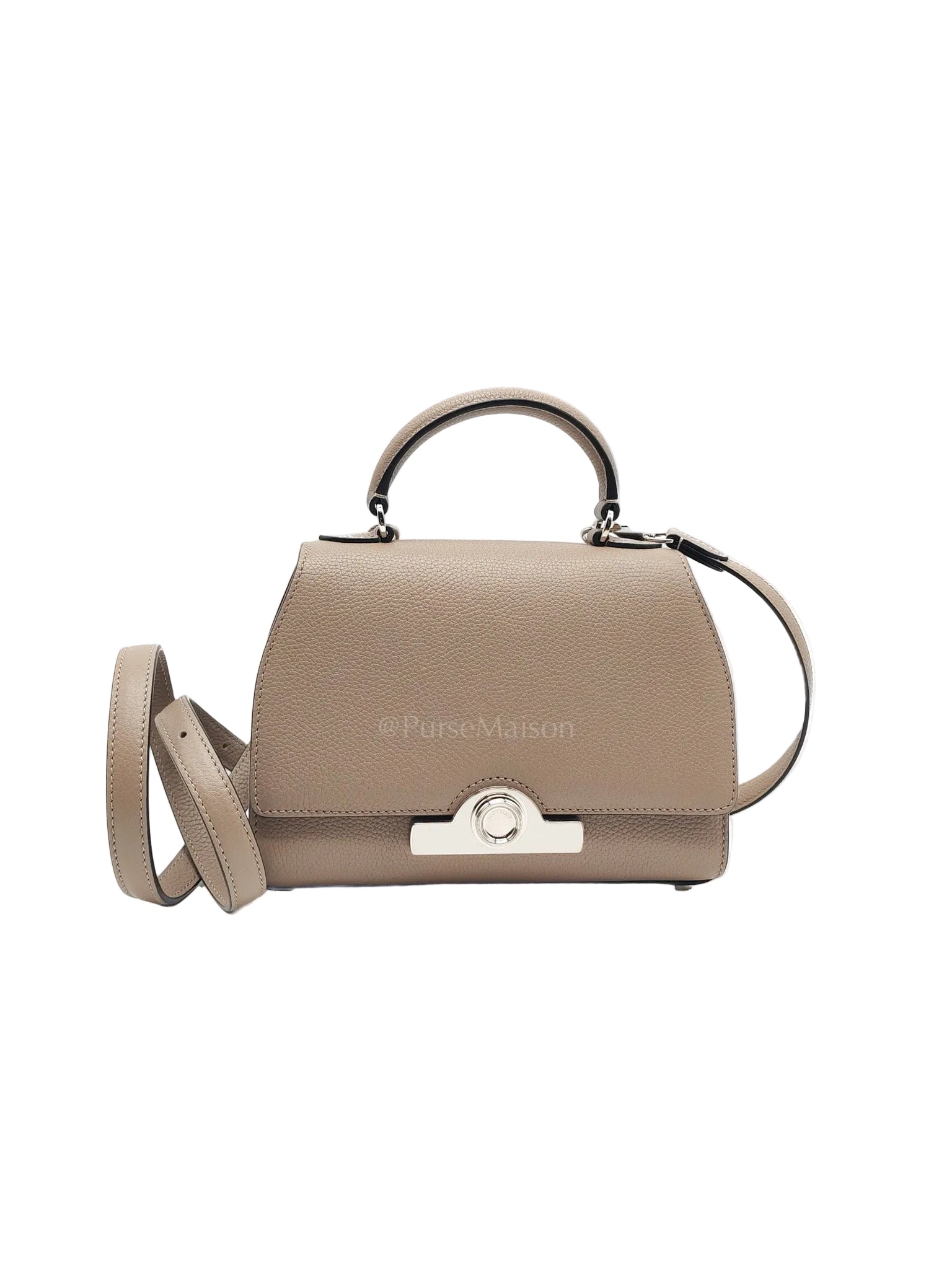 Rejane BB Hand Bag in Taupe Taurillon Calfskin Leather & Silver Hardware | Purse Maison Luxury Bags Shop