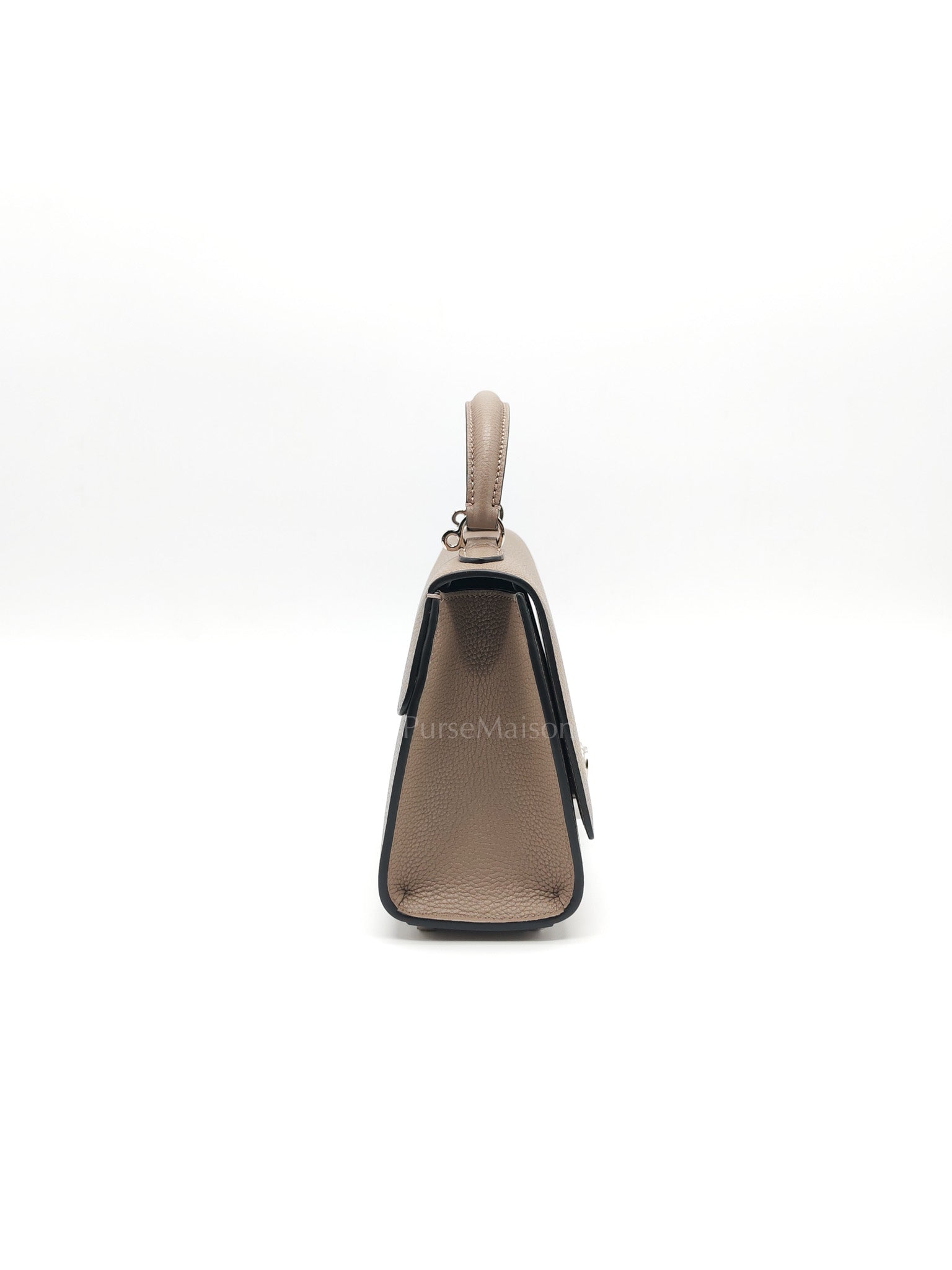 Rejane BB Hand Bag in Taupe Taurillon Calfskin Leather & Silver Hardware | Purse Maison Luxury Bags Shop