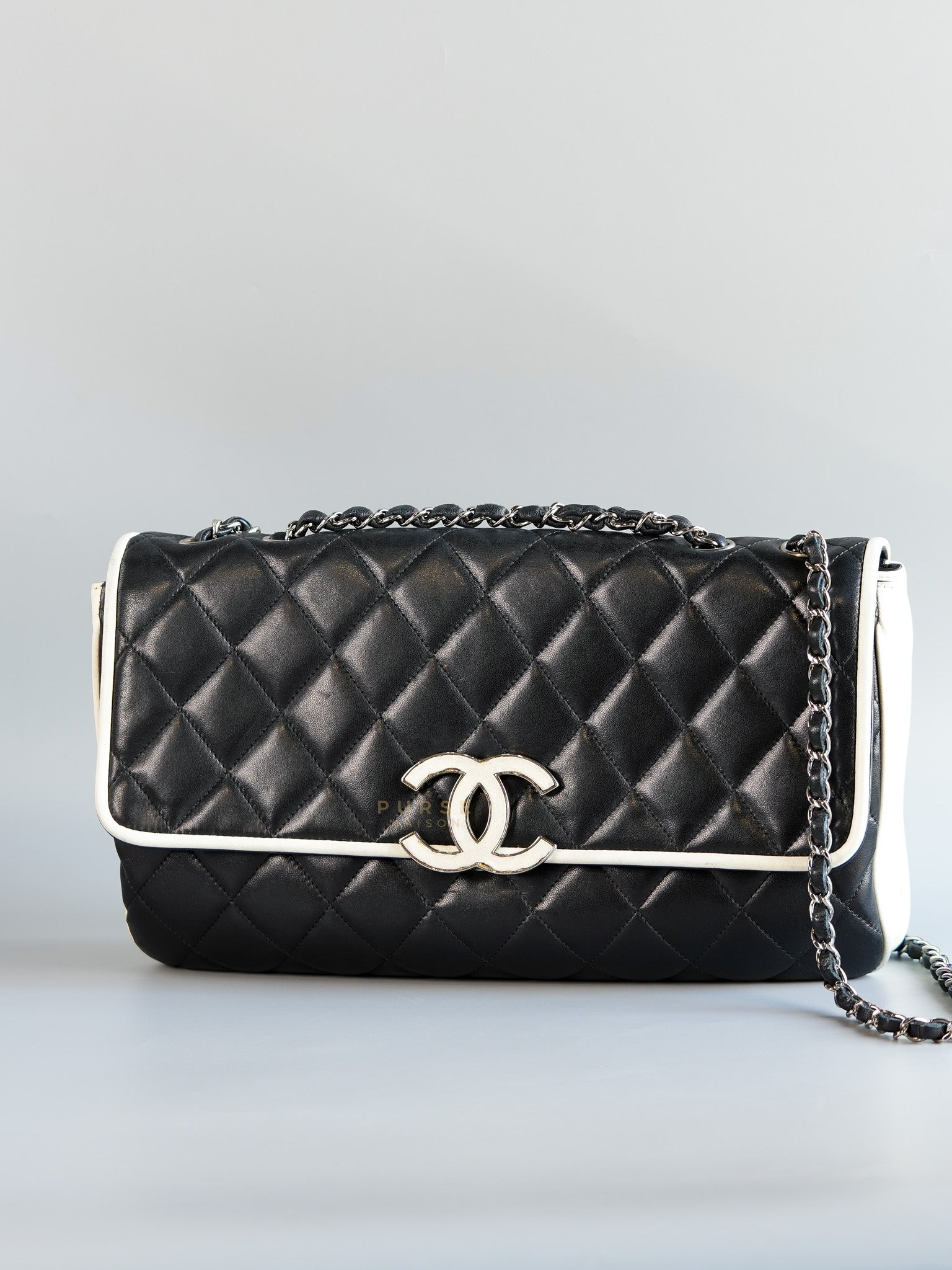 Resort Cruise Flap Bag Bi-Color Flap in Lambskin Leather and Silver Hardware Series 12 | Purse Maison Luxury Bags Shop