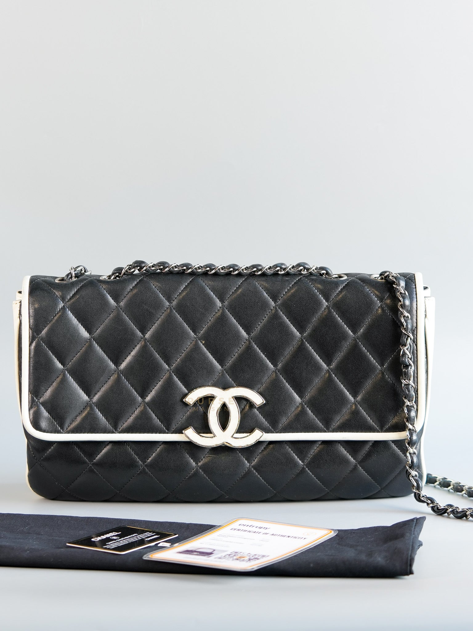 Resort Cruise Flap Bag Bi-Color Flap in Lambskin Leather and Silver Hardware Series 12 | Purse Maison Luxury Bags Shop