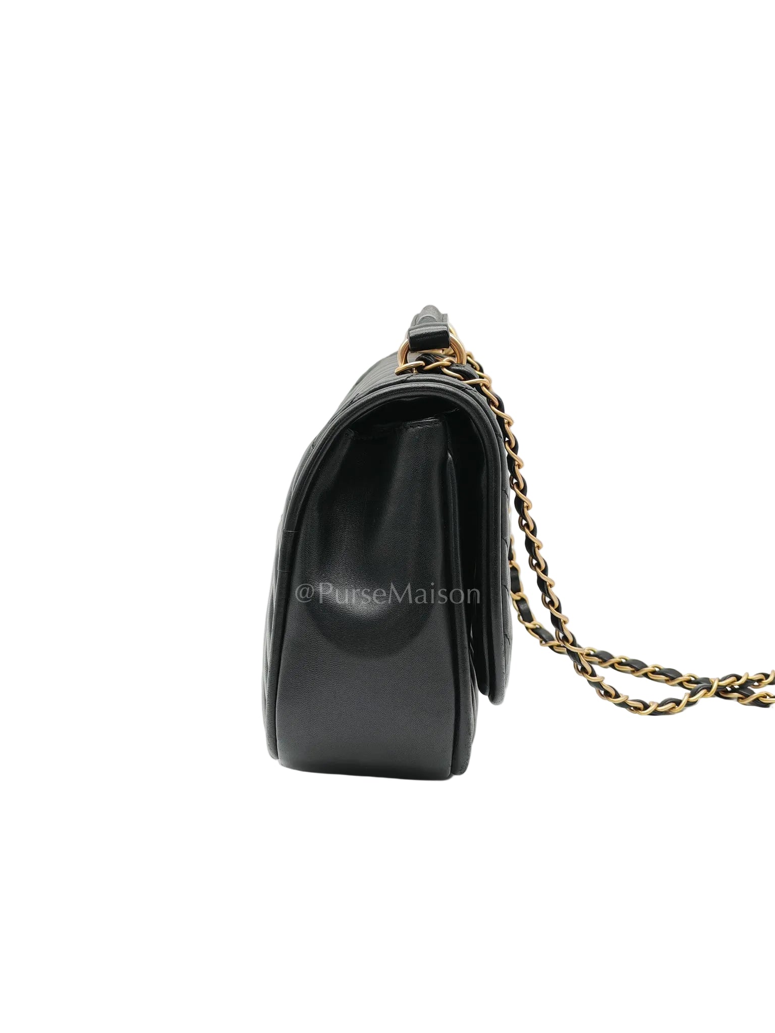 Reverse Chevron Quilted Top Handle Flap Bag in Lambskin Leather and Aged Gold Hardware Series 24 | Purse Maison Luxury Bags Shop
