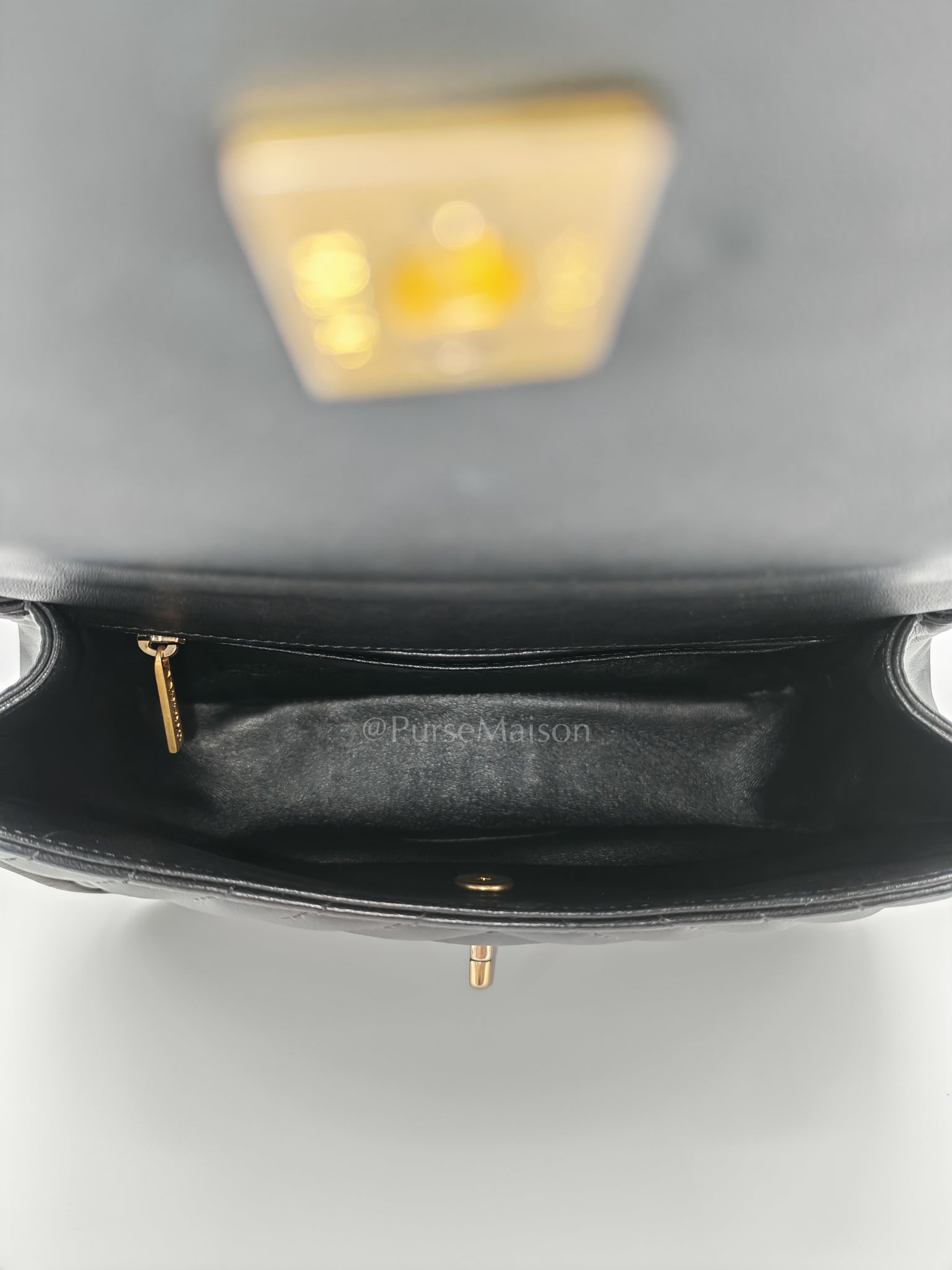 Reverse Chevron Quilted Top Handle Flap Bag in Lambskin Leather and Aged Gold Hardware Series 24 | Purse Maison Luxury Bags Shop