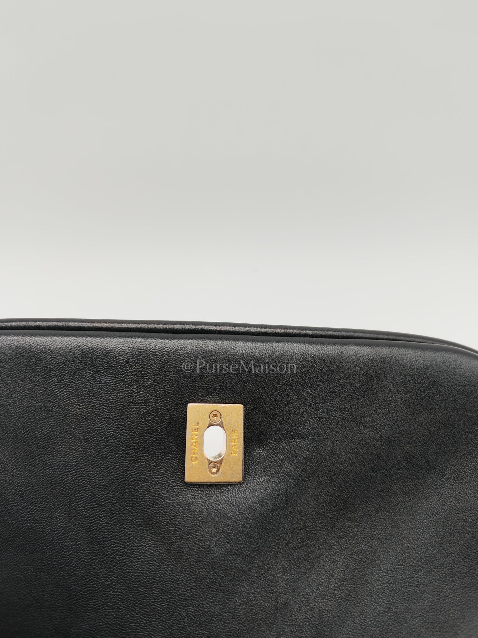 Reverse Chevron Quilted Top Handle Flap Bag in Lambskin Leather and Aged Gold Hardware Series 24 | Purse Maison Luxury Bags Shop