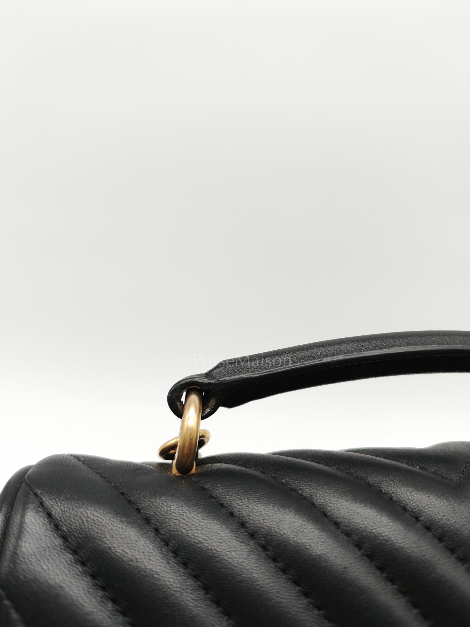 Reverse Chevron Quilted Top Handle Flap Bag in Lambskin Leather and Aged Gold Hardware Series 24 | Purse Maison Luxury Bags Shop