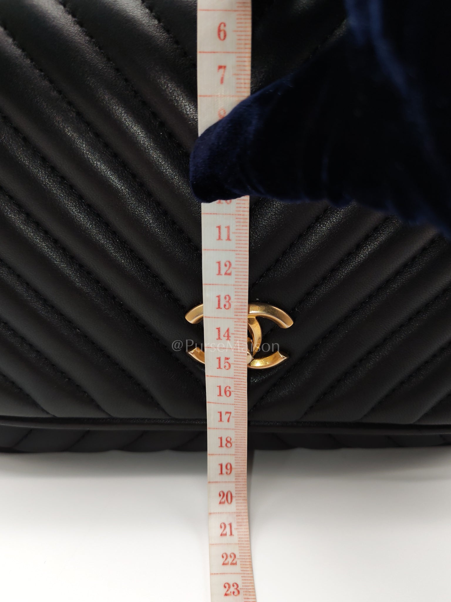 Reverse Chevron Quilted Top Handle Flap Bag in Lambskin Leather and Aged Gold Hardware Series 24 | Purse Maison Luxury Bags Shop