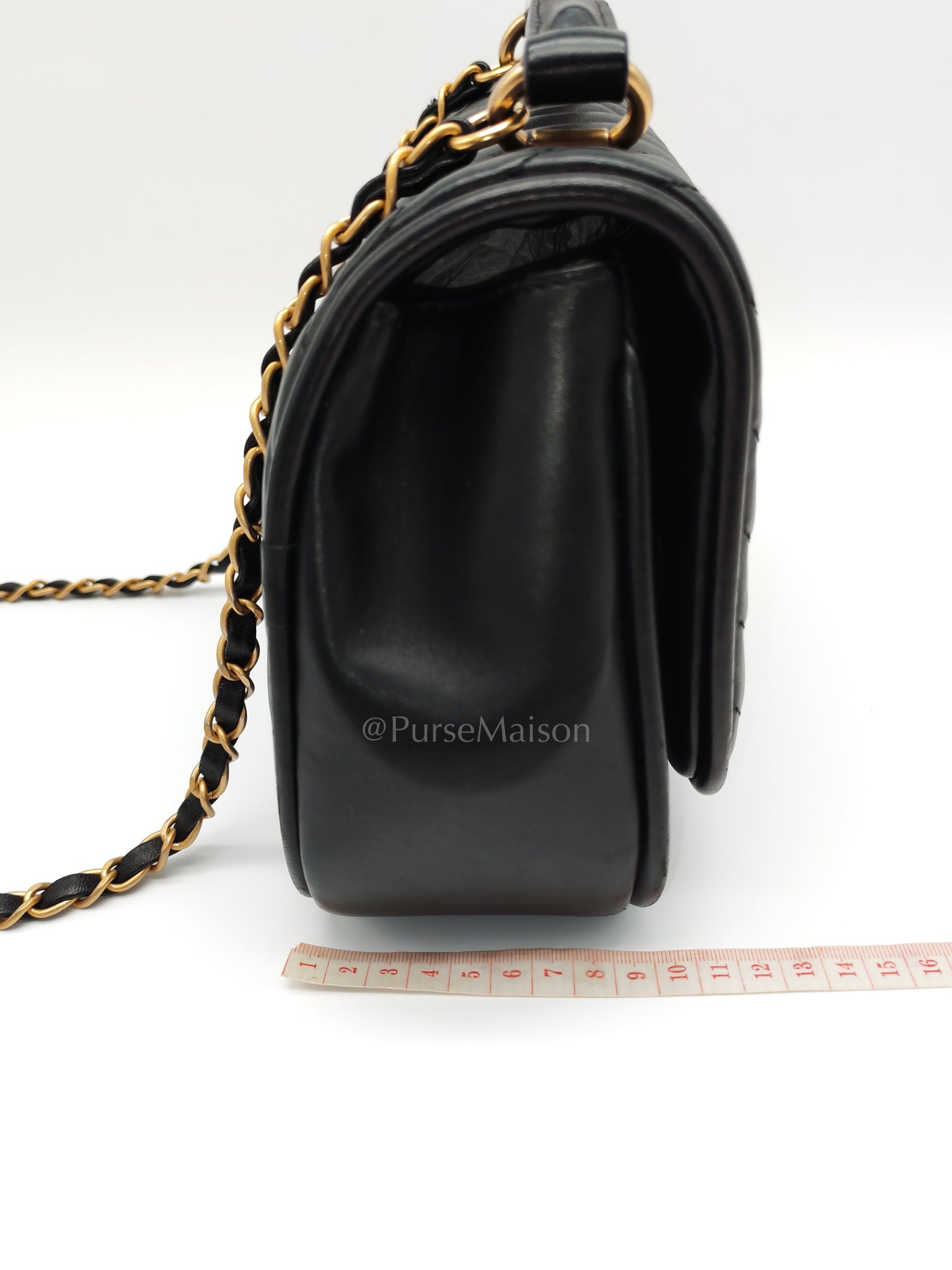 Reverse Chevron Quilted Top Handle Flap Bag in Lambskin Leather and Aged Gold Hardware Series 24 | Purse Maison Luxury Bags Shop