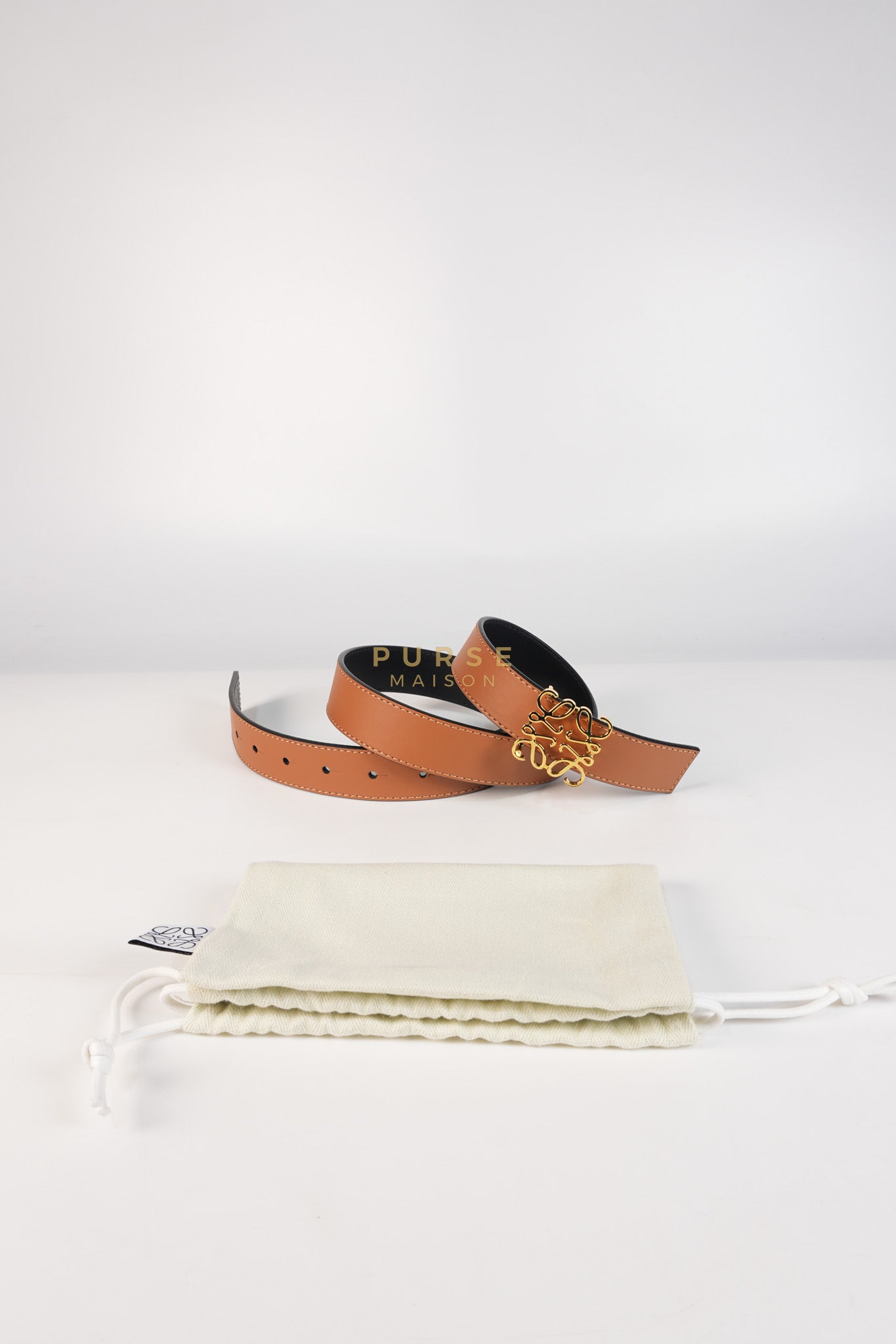 Reversible Anagram Belt in Black/Tan Leather Size 75 | Purse Maison Luxury Bags Shop