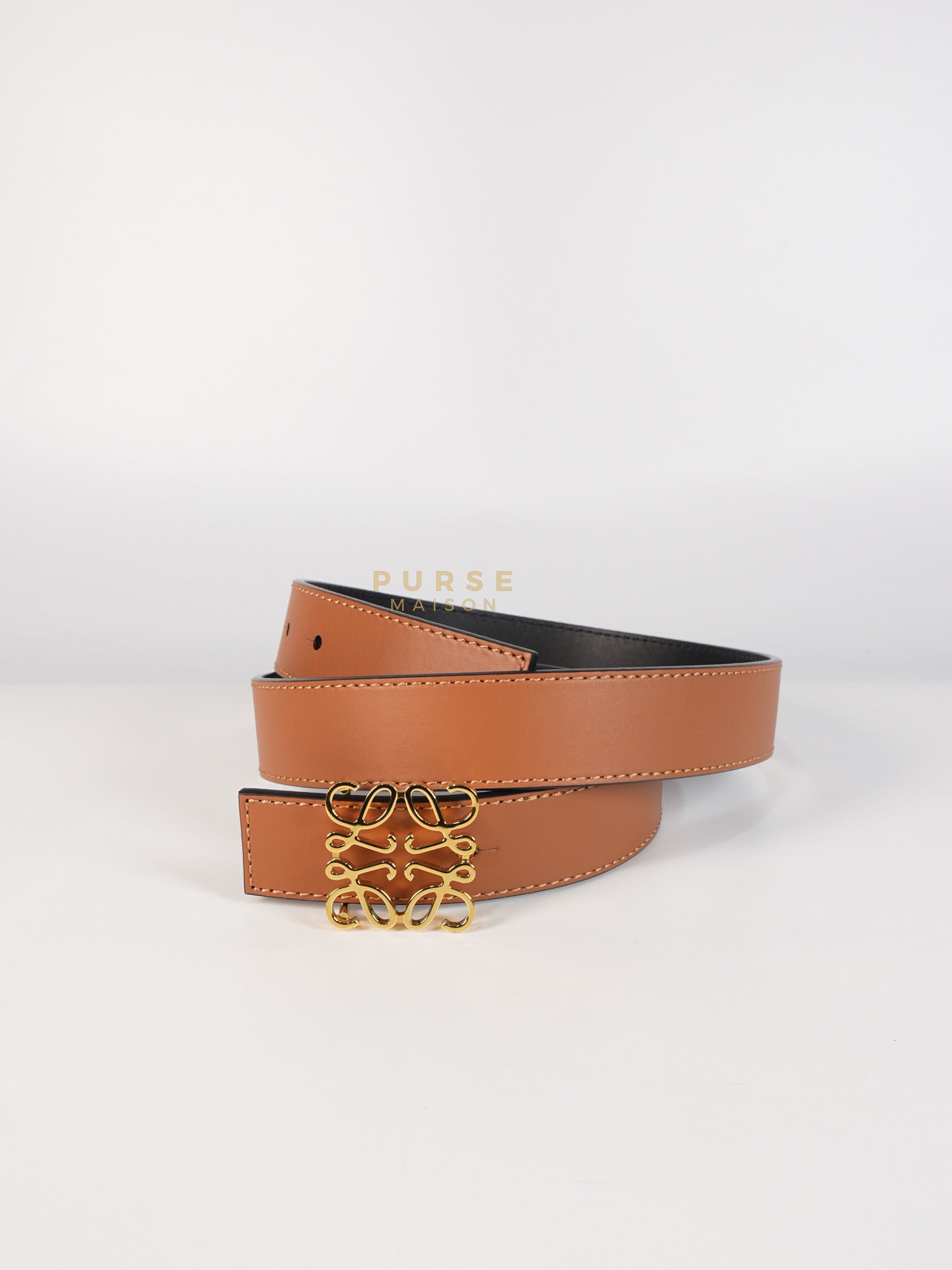 Reversible Anagram Belt in Black/Tan Leather Size 75 | Purse Maison Luxury Bags Shop