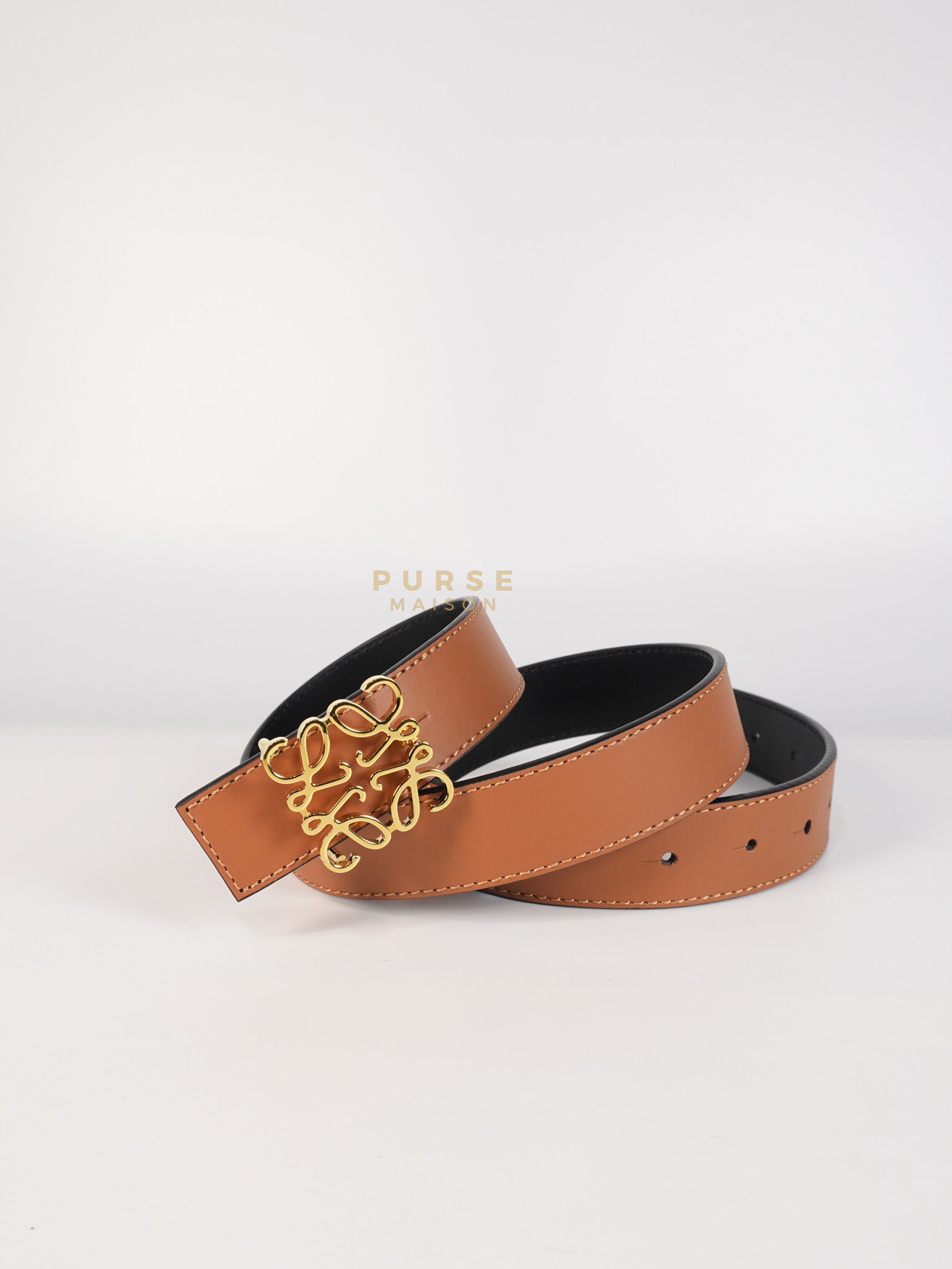 Reversible Anagram Belt in Black/Tan Leather Size 75 | Purse Maison Luxury Bags Shop
