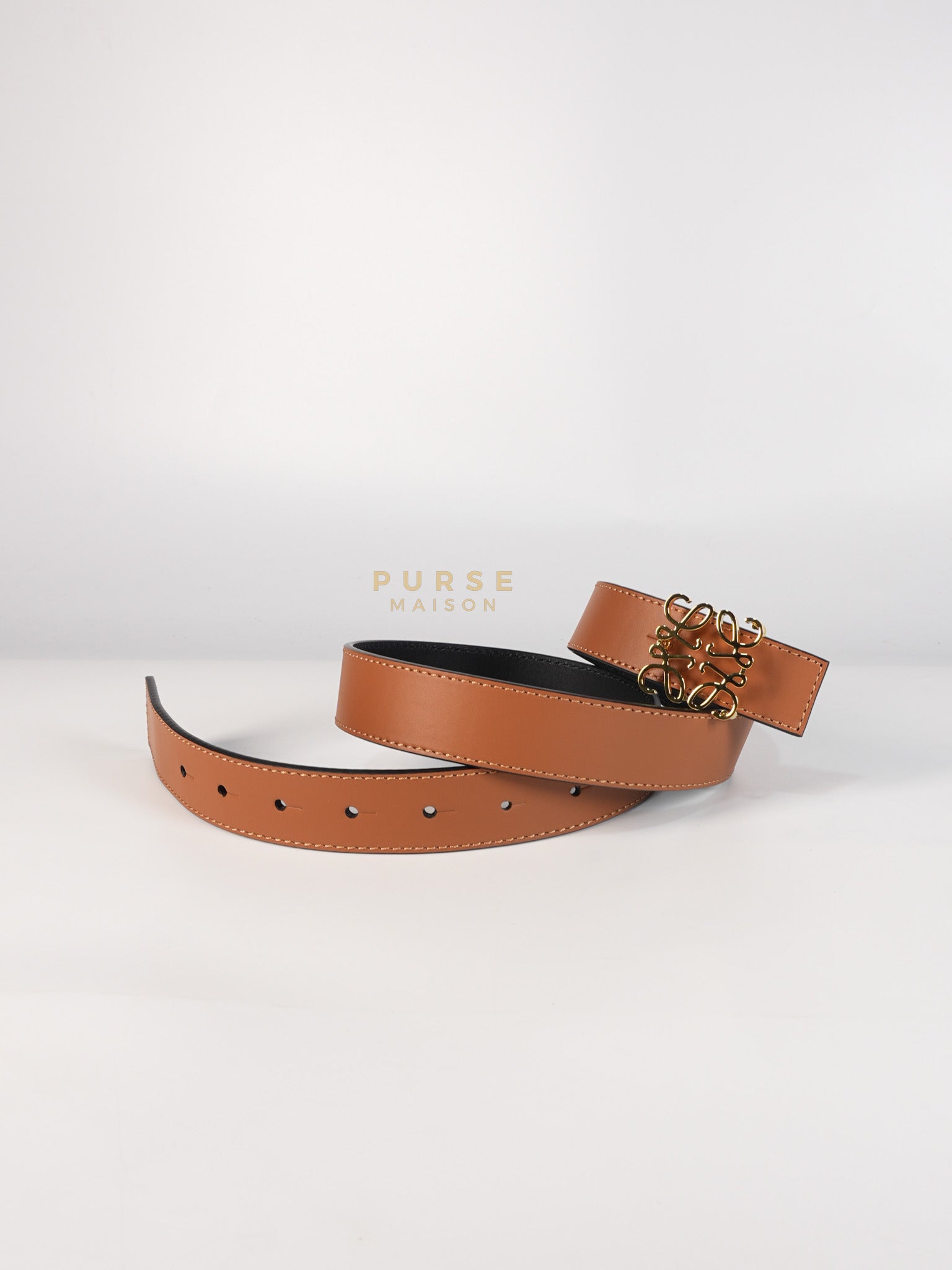 Reversible Anagram Belt in Black/Tan Leather Size 75 | Purse Maison Luxury Bags Shop